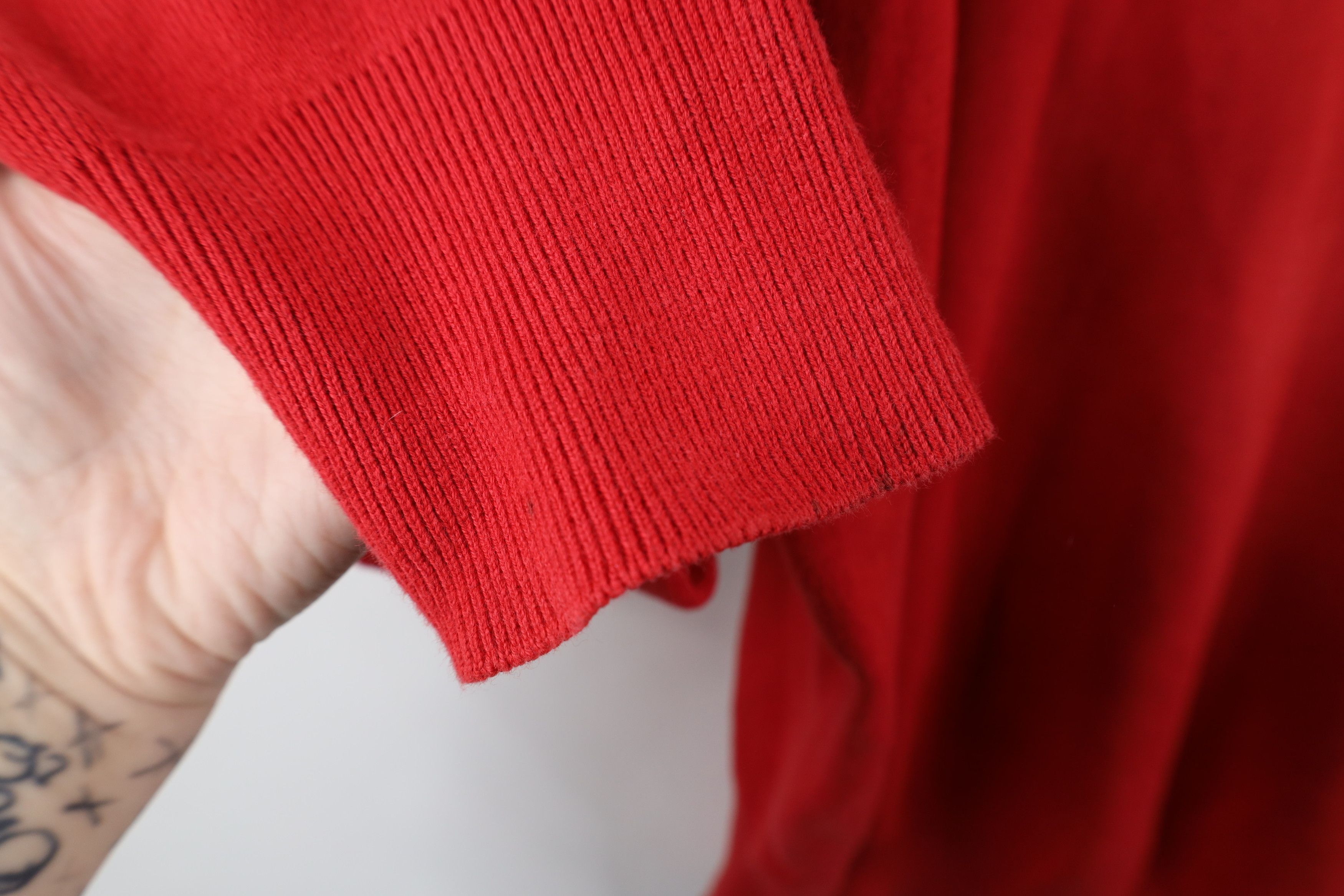 Vintage Vintage 90s Streetwear Cotton Knit Crewneck Sweater Red USA Size US XL / EU 56 / 4 - 5 Thumbnail