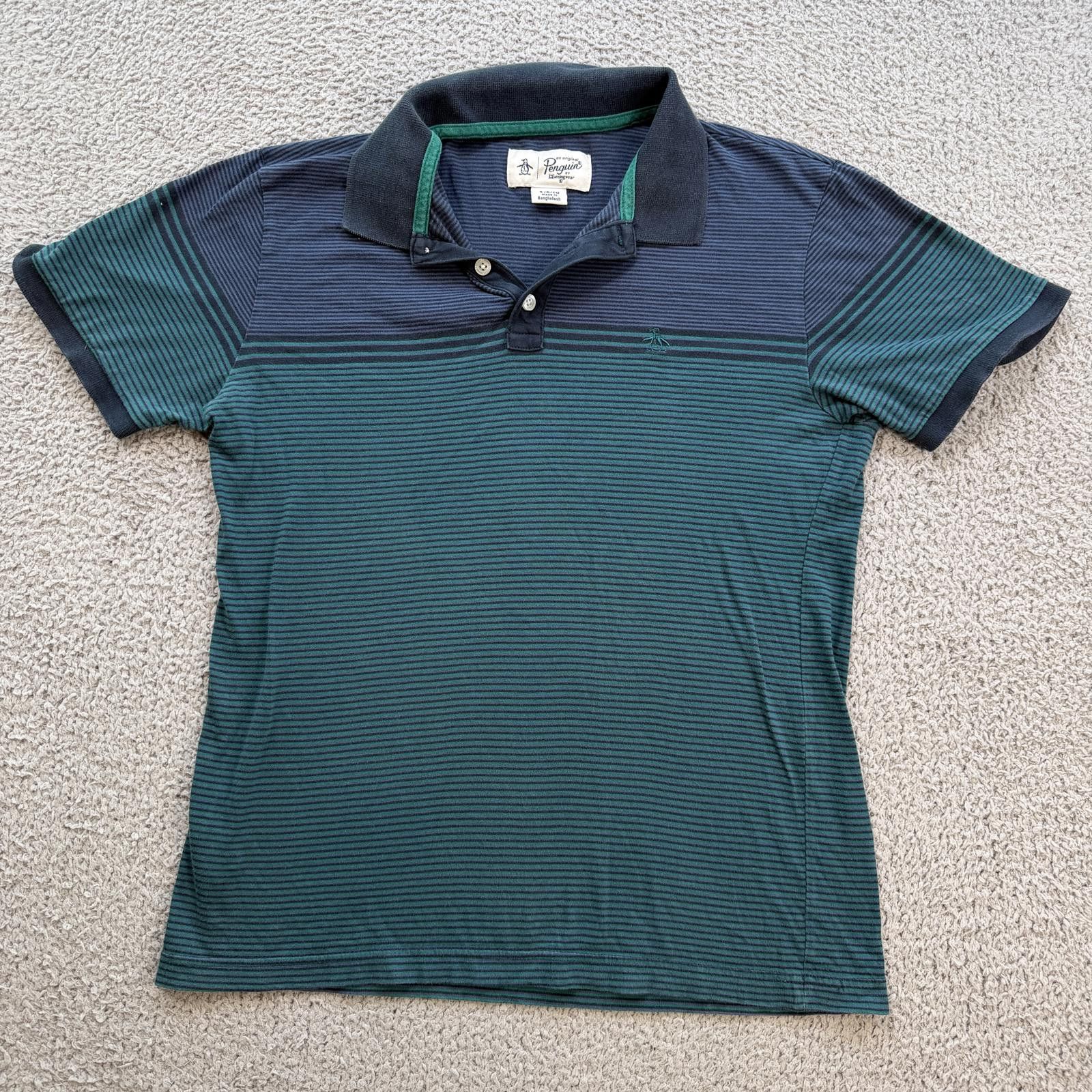 Original Penguin Original Penguin Striped Polo Shirt Mens Small Green Blue Size US S / EU 44-46 / 1 - 1 Thumbnail