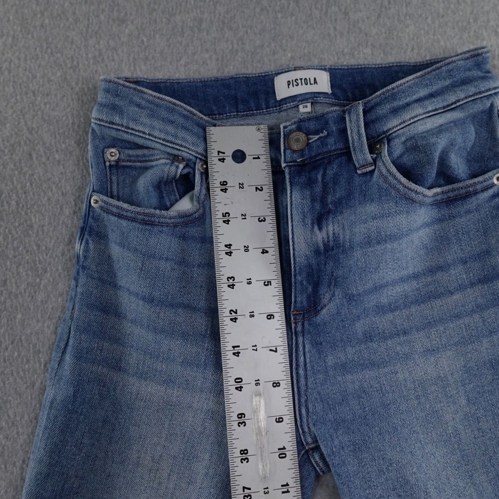 Pistola PISTOLA Jeans Womens 26 (26X25) Light Wash Blue High Rise Button Fly Distressed Jeans Size 26" / US 2 / IT 38 - 7 Thumbnail
