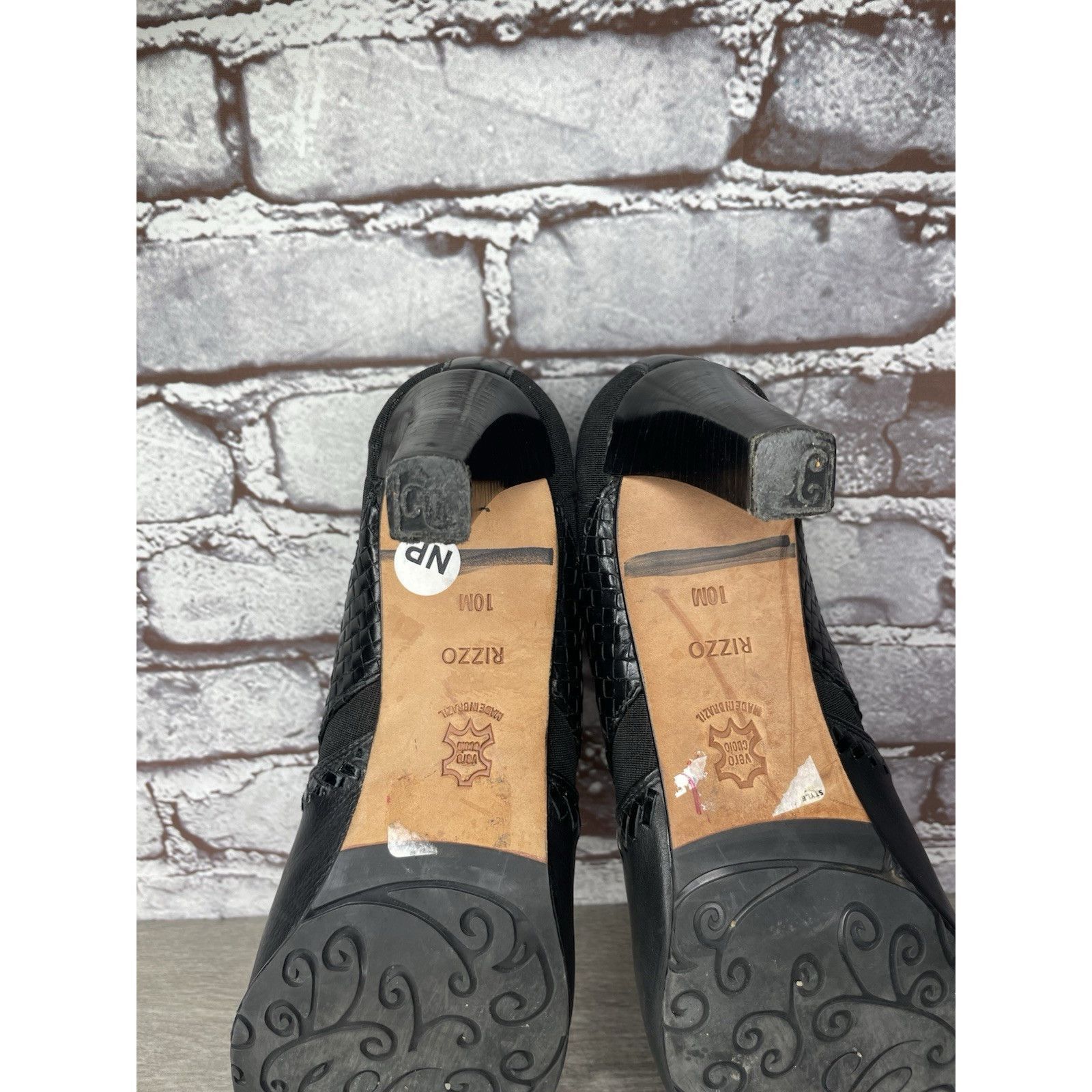 Brighton Brighton Rizzo Black Leather Silver Elastic Heel Ankle Booti Size US 10 / IT 40 - 9 Thumbnail