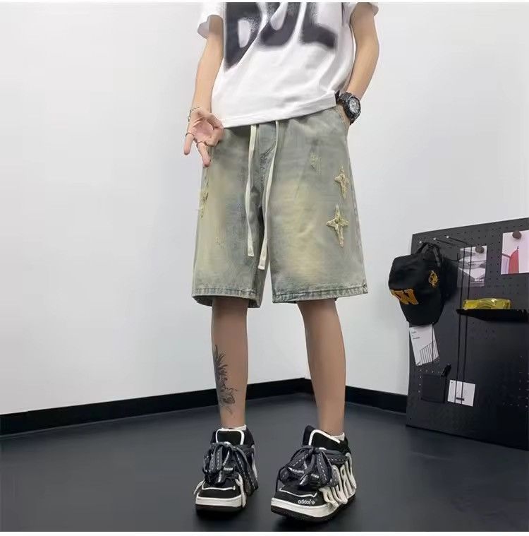 Japanese Brand Washed Designer Distressed Light Blue Shorts y2k Size US 31 - 4 Thumbnail