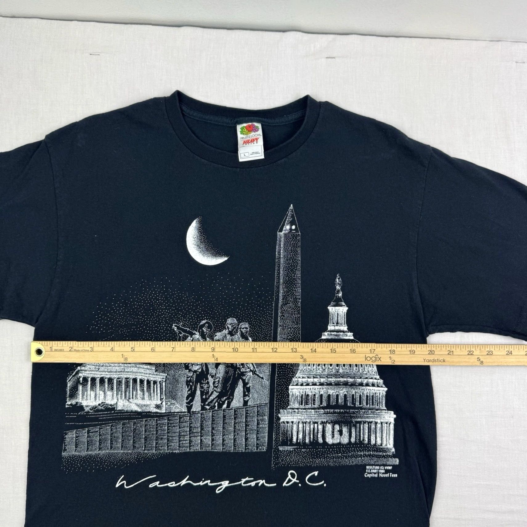 Fruit Of The Loom Vintage Washington DC T Shirt Adult Large Black Novel Tees Capitol Monument Y2K Size US L / EU 52-54 / 3 - 6 Thumbnail