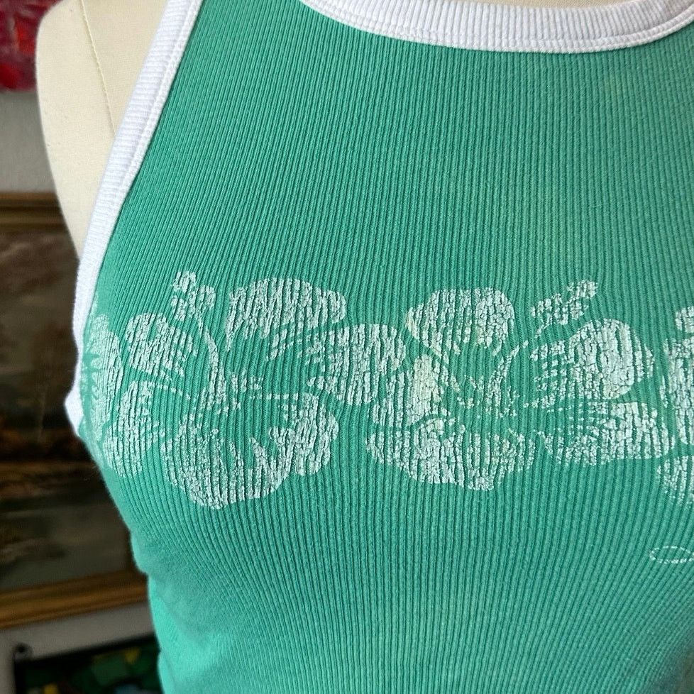 Hollister hollister white green hawaiian flower tank top Size M / US 6-8 / IT 42-44 - 2 Thumbnail