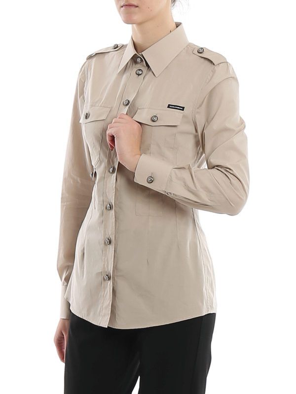 Dolce & Gabbana o1y0925 Solid Color Shirt in Beige Size L / US 10 / IT 46 - 3 Thumbnail