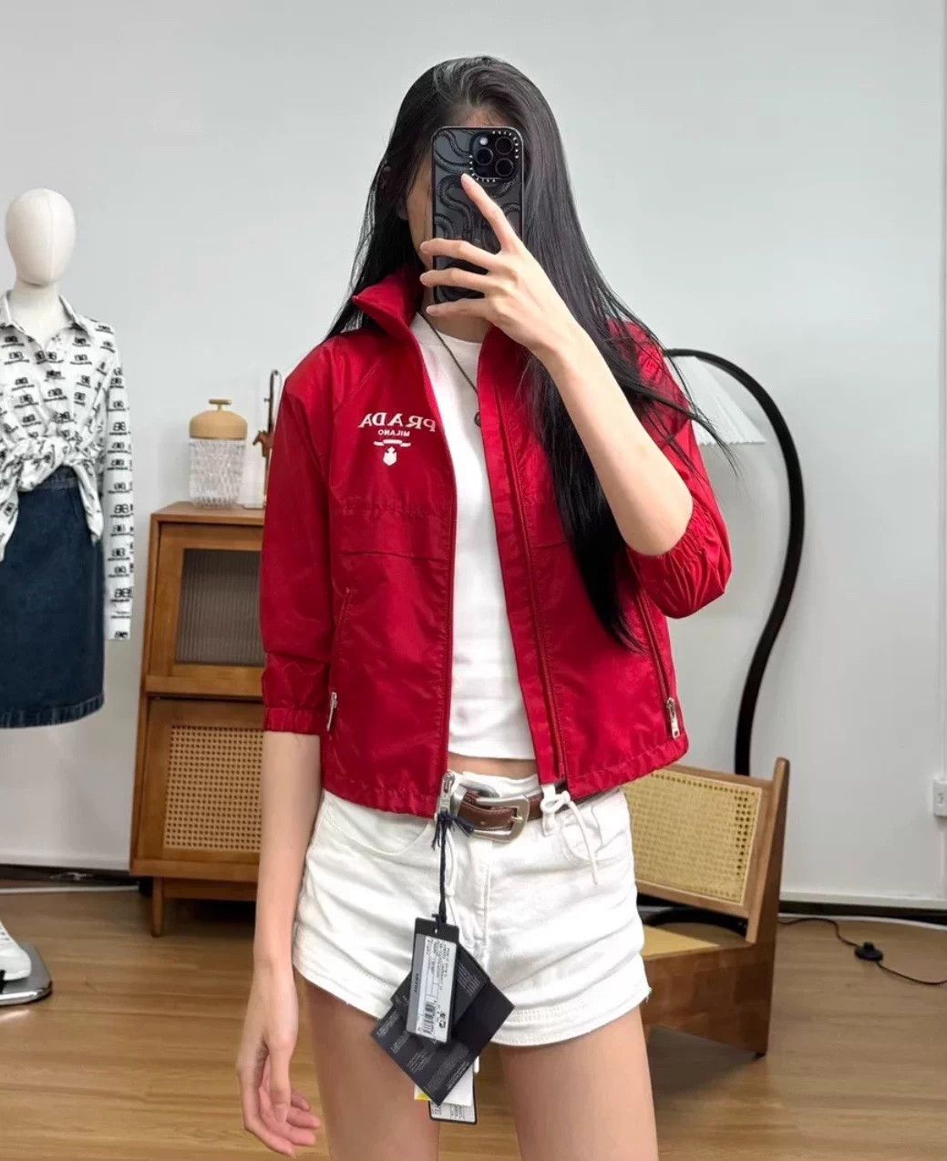 Prada PRADA red print logo jacket 36 NWT Size XS / US 0-2 / IT 36-38 - 1 Thumbnail