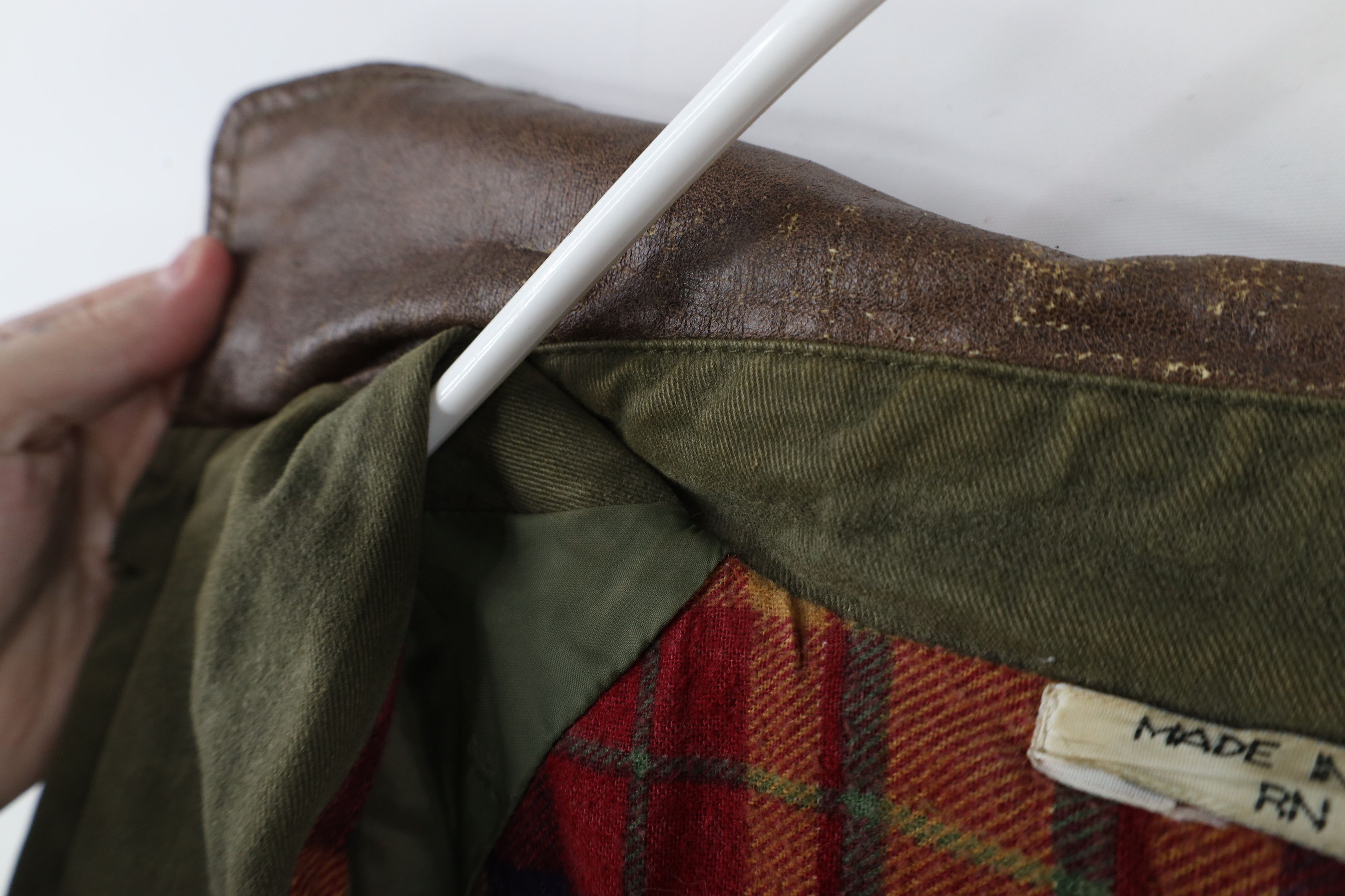 Vintage Vintage 90s Streetwear Leather Collar Flannel Lined Jacket Size S / US 4 / IT 40 - 13 Thumbnail