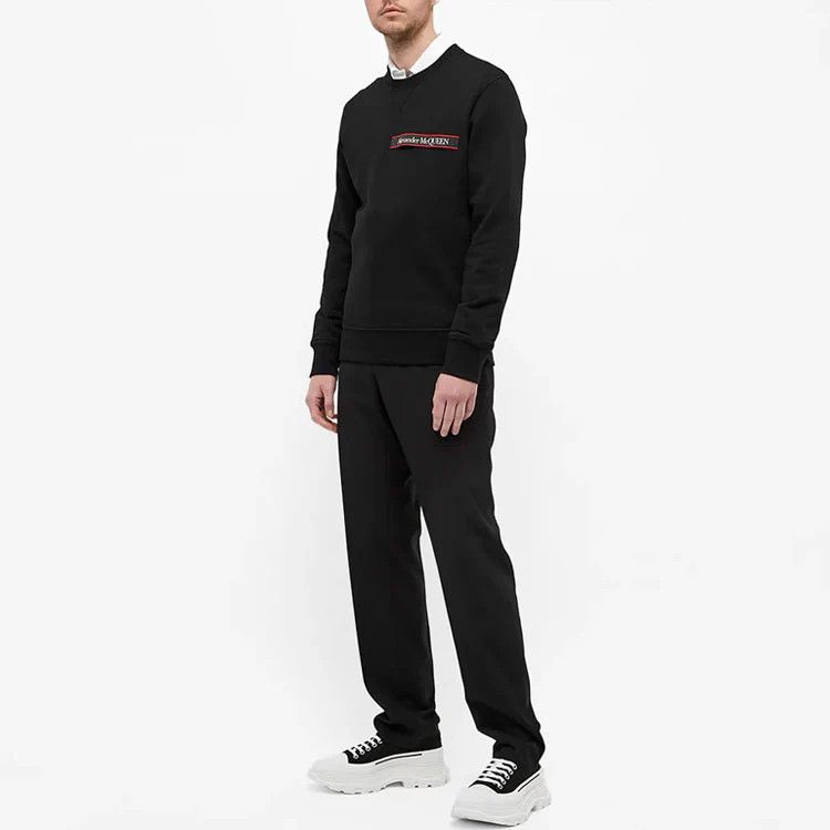 Alexander McQueen o1w1db10925 Selvedge Logo Tape Detail Sweatshirt in Black Size US XL / EU 56 / 4 - 4 Thumbnail