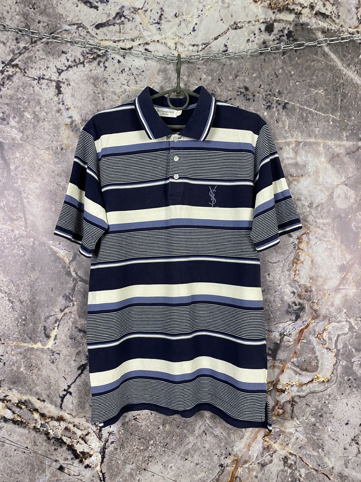 Men s Yves Saint Laurent Polo Shirt Luxury Size Large Tops