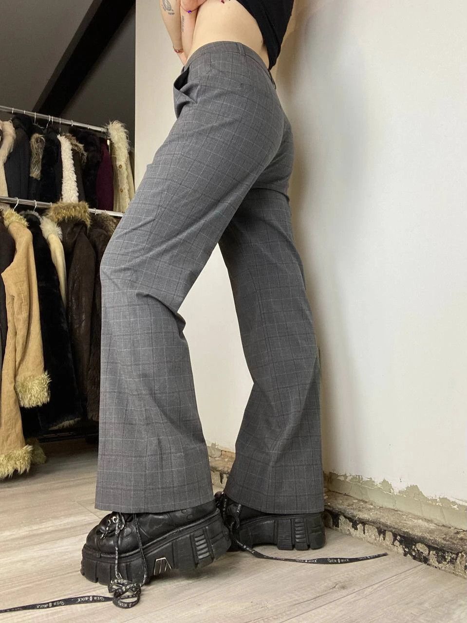 Hysteric Glamour × Vintage 2000s vintage baggy wide leg Y2k grey office pants Size 27" / US 4 / IT 40 - 1 Thumbnail