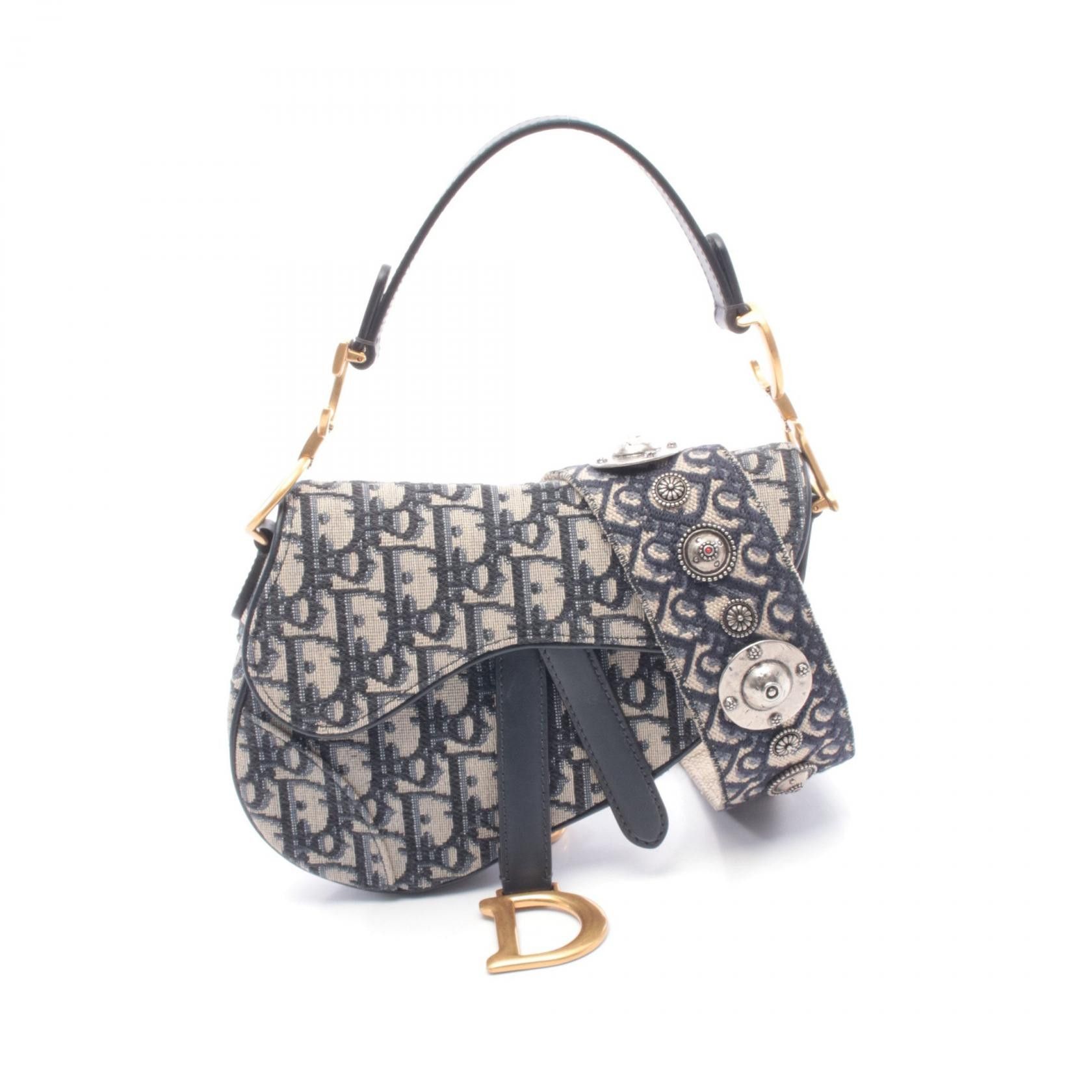 Dior Dior Dior Saddle Bag Oblique Jacquard Canvas Leather Handbag Textile Handbag DUTY FREE for USA Size ONE SIZE - 1 Thumbnail