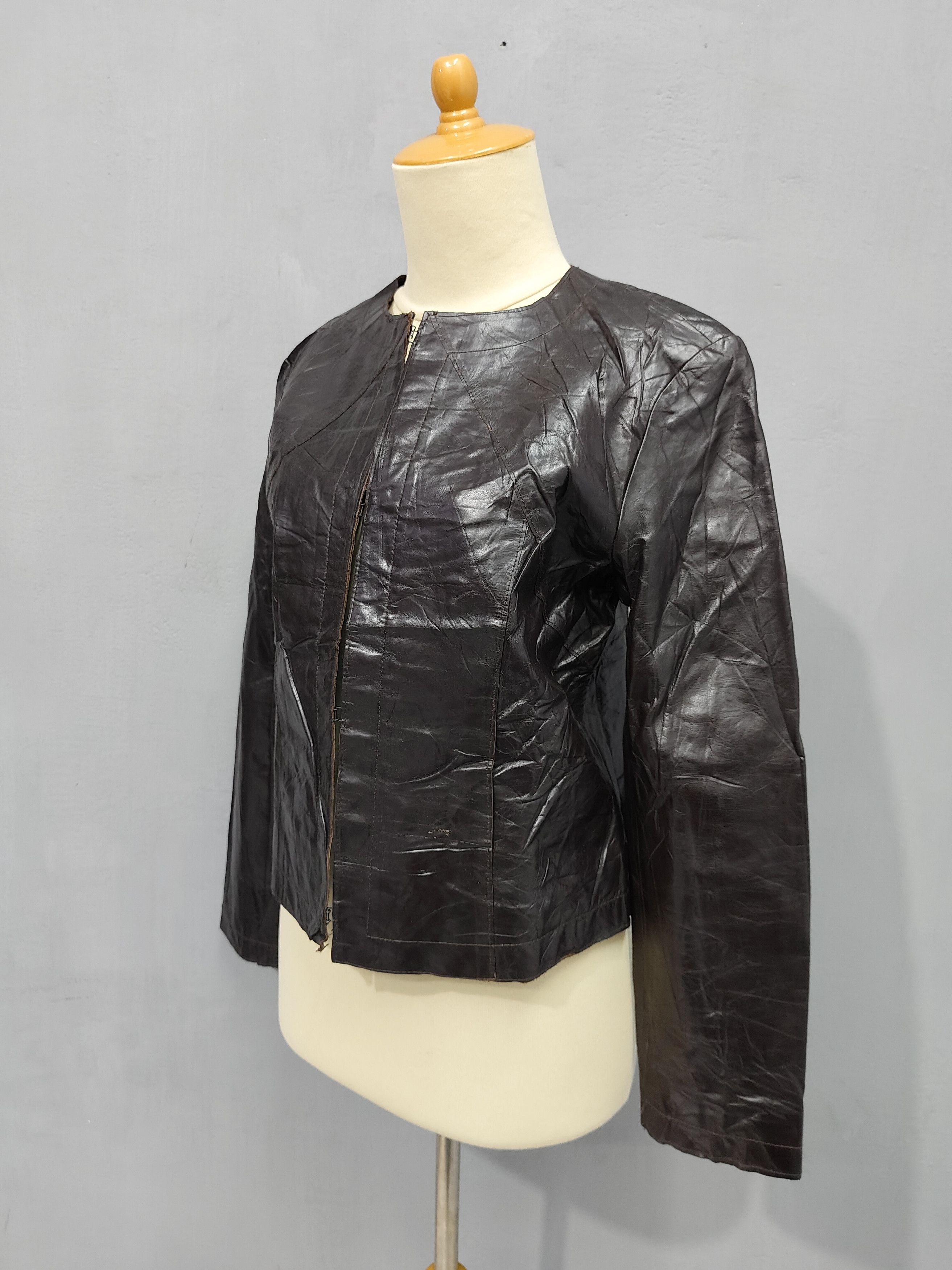 Karl Lagerfeld 90s Karl Lagerfeld- Archive Minimalist Moto Leather Jacket Size M / US 6-8 / IT 42-44 - 4 Thumbnail