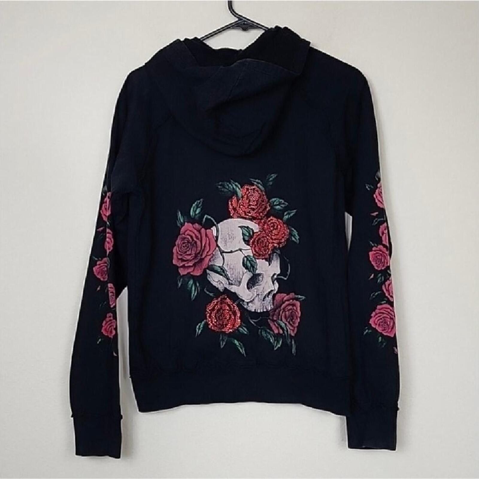 Other Large Sinful Affliction Rose Skull Gothic Hoodie Jacket Size L / US 10 / IT 46 - 1 Thumbnail