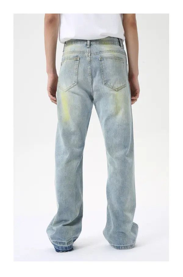 Jean Hip-hop street painting contrast color flared washed jeans Size US 32 / EU 48 - 6 Thumbnail