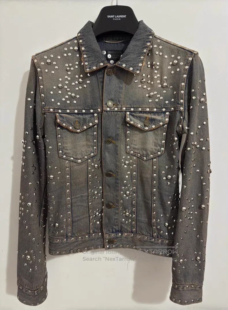 Saint Laurent Paris Saint Laurent Paris Blue-Grey Washed Yellow Mud Studs Deni Size US S / EU 44-46 / 1 - 1 Thumbnail