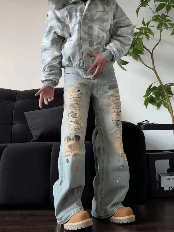 Jean Tsukiko x Asaka Blue Distressed Wide Leg Jeans Size US 32 / EU 48 - 7 Thumbnail