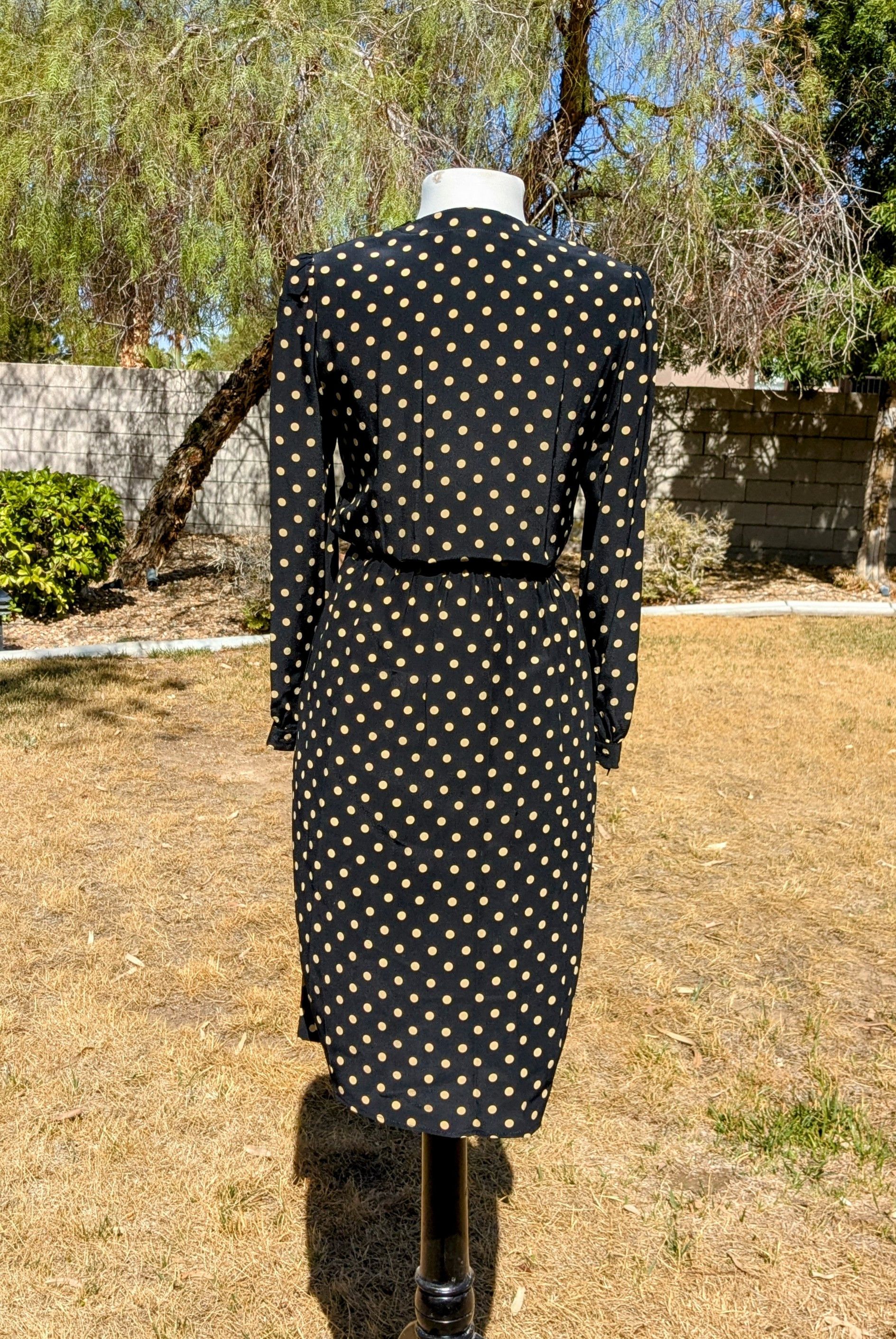 Vintage A-Line 1980Charles Bianco Italian Collection Polka Dot Dress Size M / US 6-8 / IT 42-44 - 3 Thumbnail