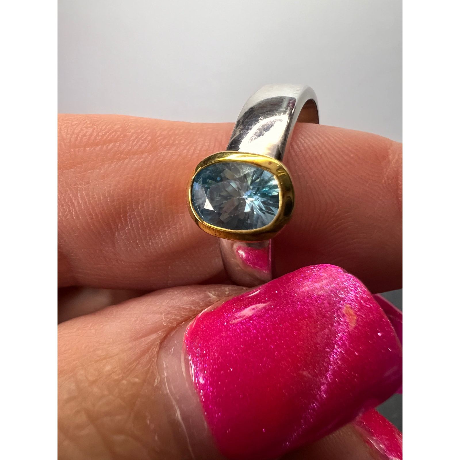Other NEW Blue zircon ring in YG and platinum over 925 size 9 Size ONE SIZE - 9 Thumbnail