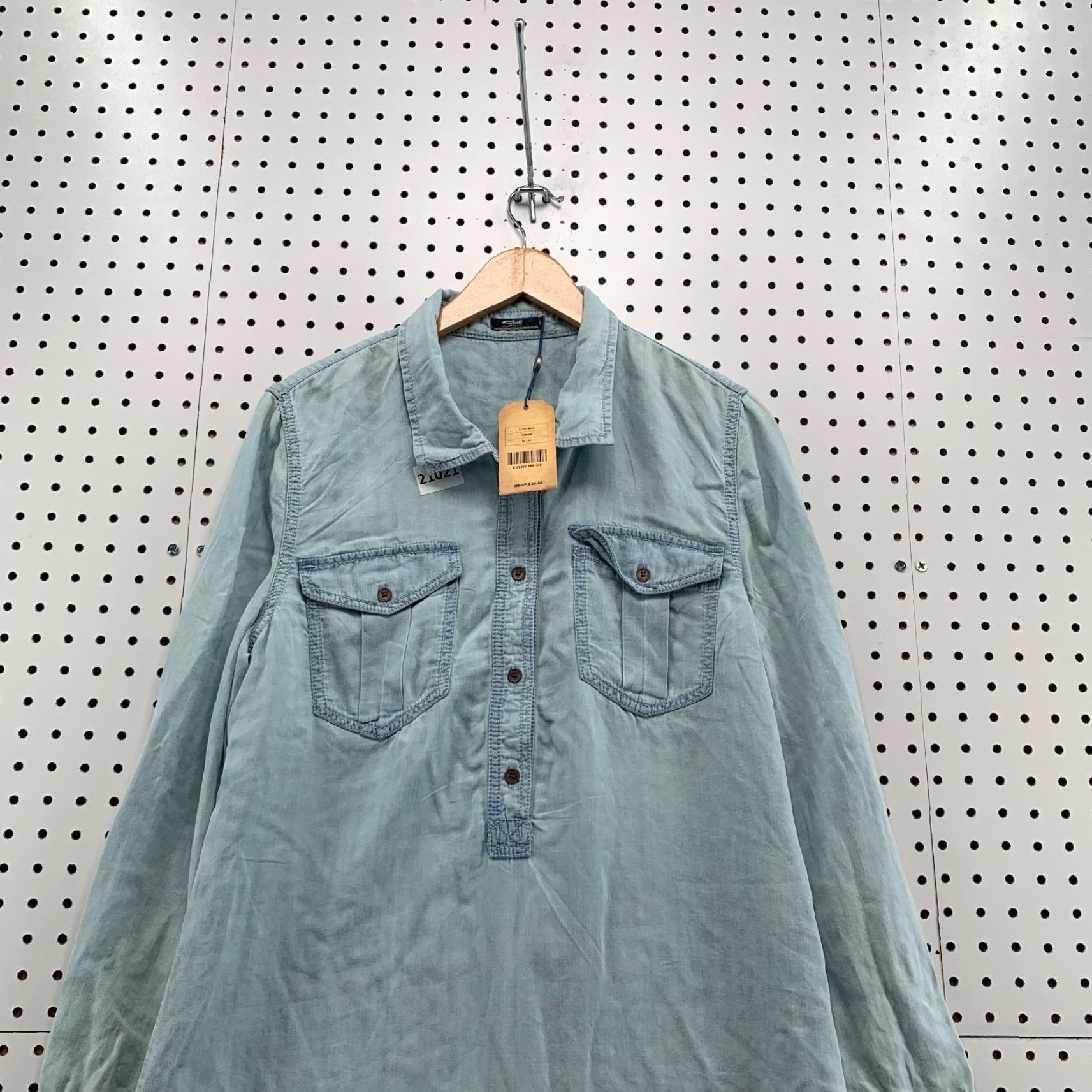 Silver Jeans Co. Silver Jeans CO Chambray Tunic Shirt Adult M Blue Henley Long Sleeve Womens Size M / US 6-8 / IT 42-44 - 2 Thumbnail