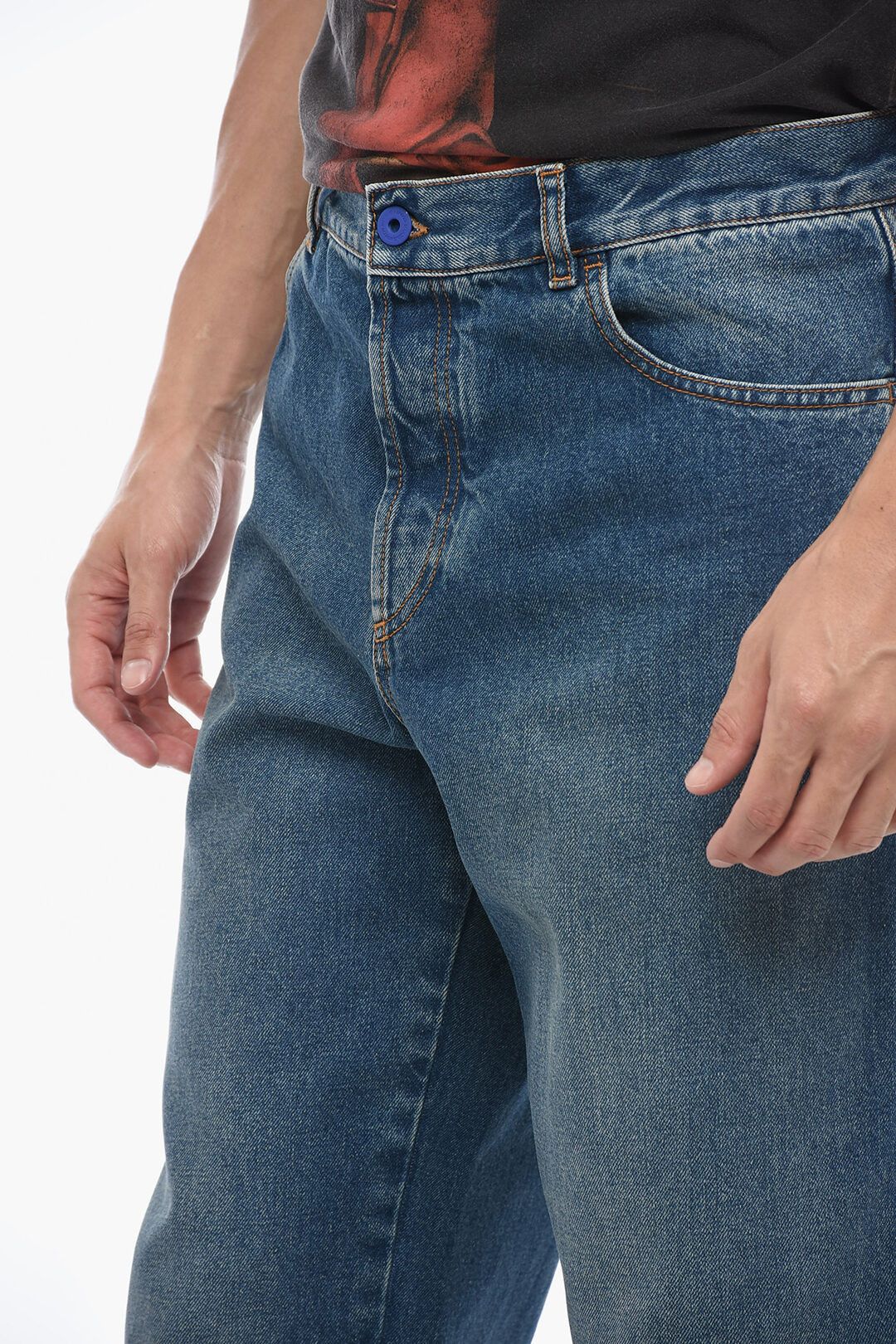 Marcelo Burlon og1mm0824 Regular Fit Stone Washed Jeans in Blue Size US 34 / EU 50 - 3 Thumbnail