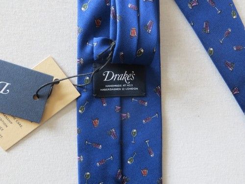 Drake's BLUE WINE DRINK GLASS SILK TIE Size ONE SIZE - 1 Thumbnail