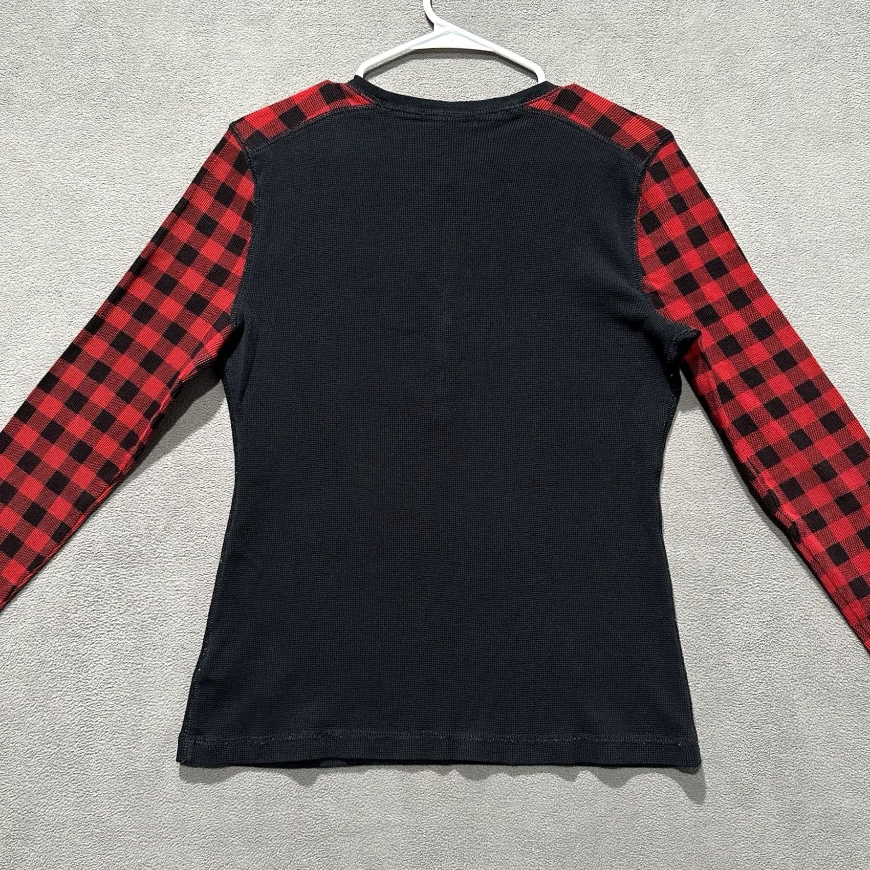 Chaps CHAPS Shirt Women L Thermal Waffle Knit Henley Snap Long Sleeve Buffalo Plaid Black Size L / US 10 / IT 46 - 2 Thumbnail