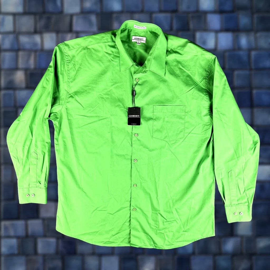Vintage Gioberti Shirt Mens XL Button Up Classic Fit Green Cotton Blend Pocket NEW Size US XL / EU 56 / 4 - 1 Thumbnail