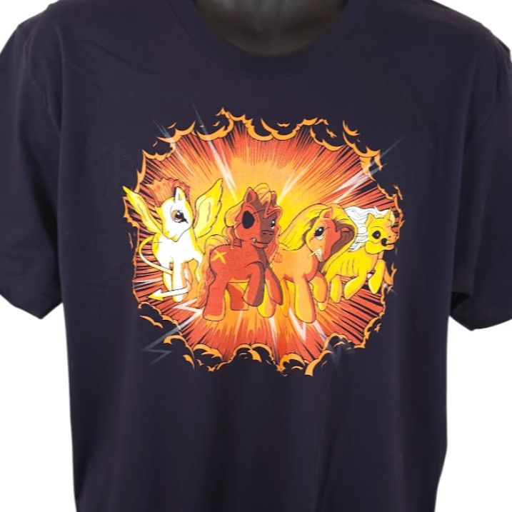 Vintage Shirt Woot T-Shirt Mens Large Blue Four Little Ponies Of The Apocalypse Cartoon War Famine Pestilence Conquest 2020-2029 Made In USA Size US L / EU 52-54 / 3 - 2 Thumbnail