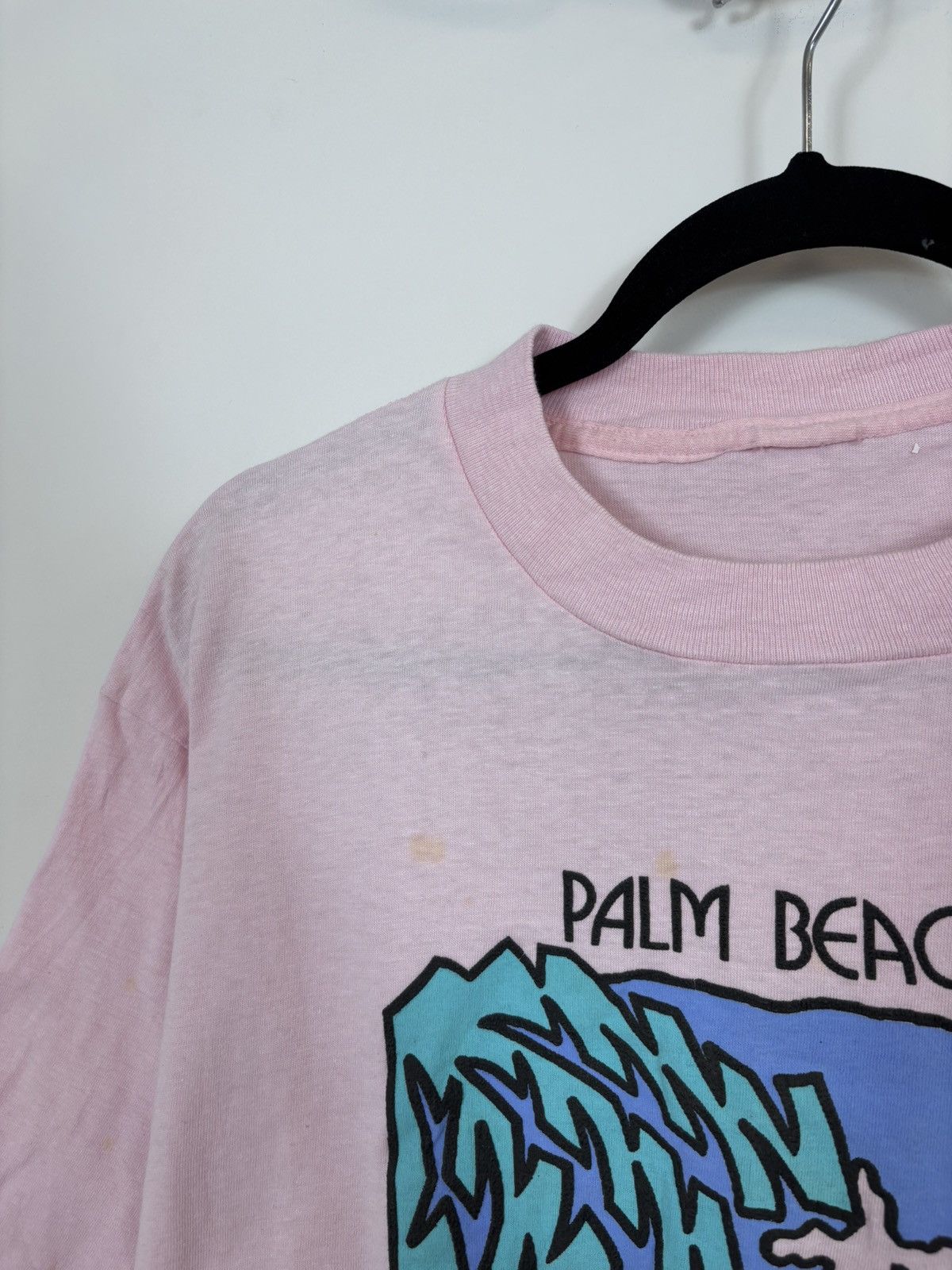 Vintage Vintage 1990s Palm Beach USA Big Graphic Pink T-Shirt Tee Size US L / EU 52-54 / 3 - 4 Thumbnail