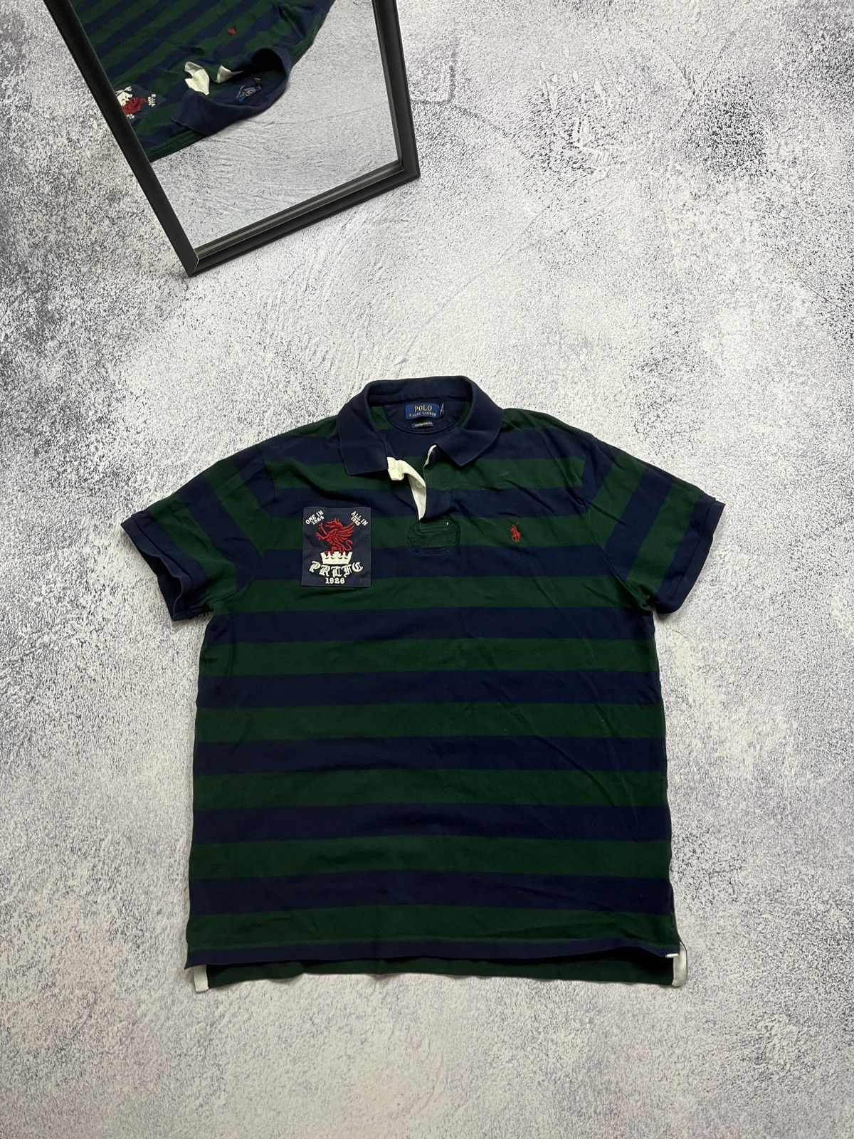 Polo Ralph Lauren × Ralph Lauren Polo Ralph Lauren Striped Rugby Polo Shirt RLPC Big Logo Y2K Size US L / EU 52-54 / 3 - 1 Thumbnail