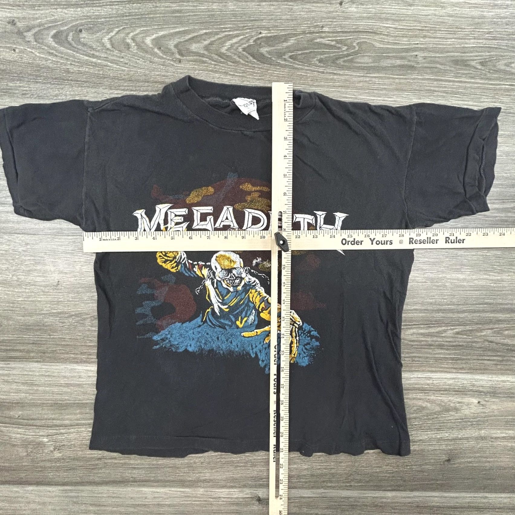 VINTAGE Megadeth Shirt Mens Small Band Metal Graphic Print 80s Distressed Black Cotton Crew Neck Short Sleeve 100% Cotton