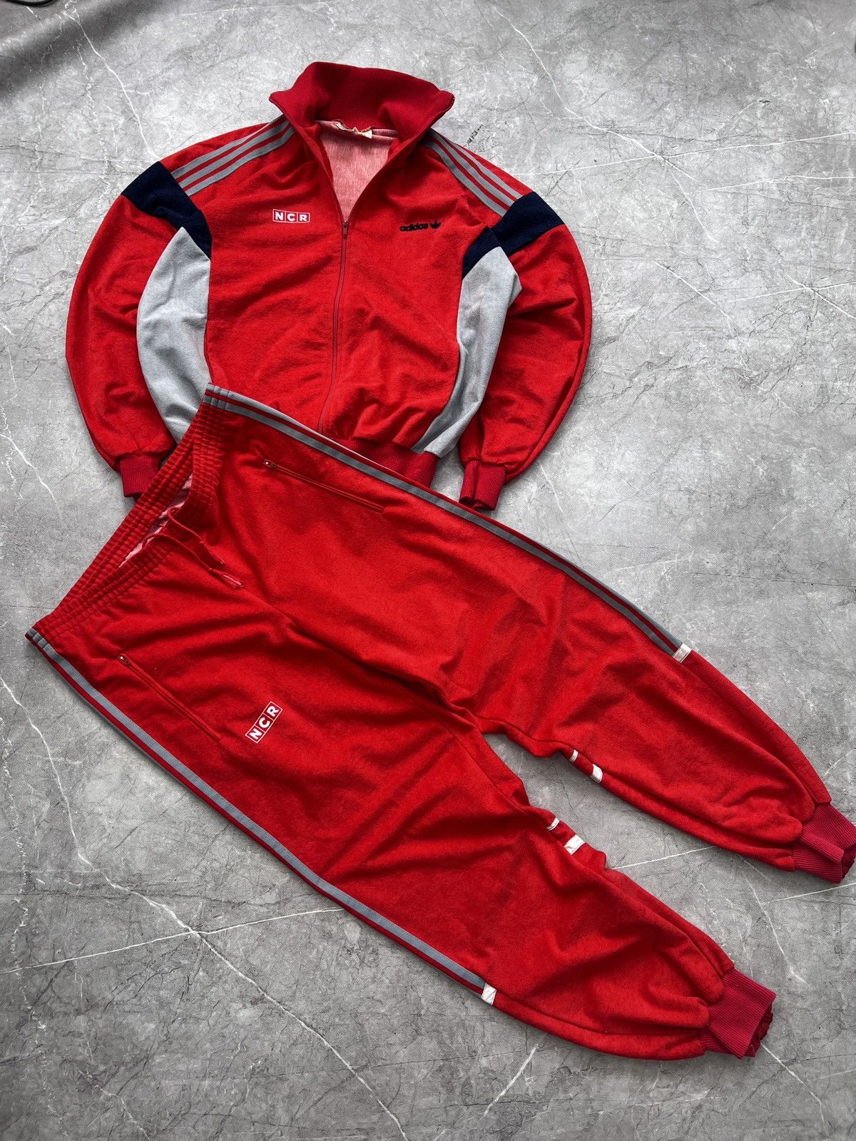 Adidas × Vintage Vintage France Adidas retro trackSUIT velour Jacket+pants Size US M / EU 48-50 / 2 - 1 Thumbnail