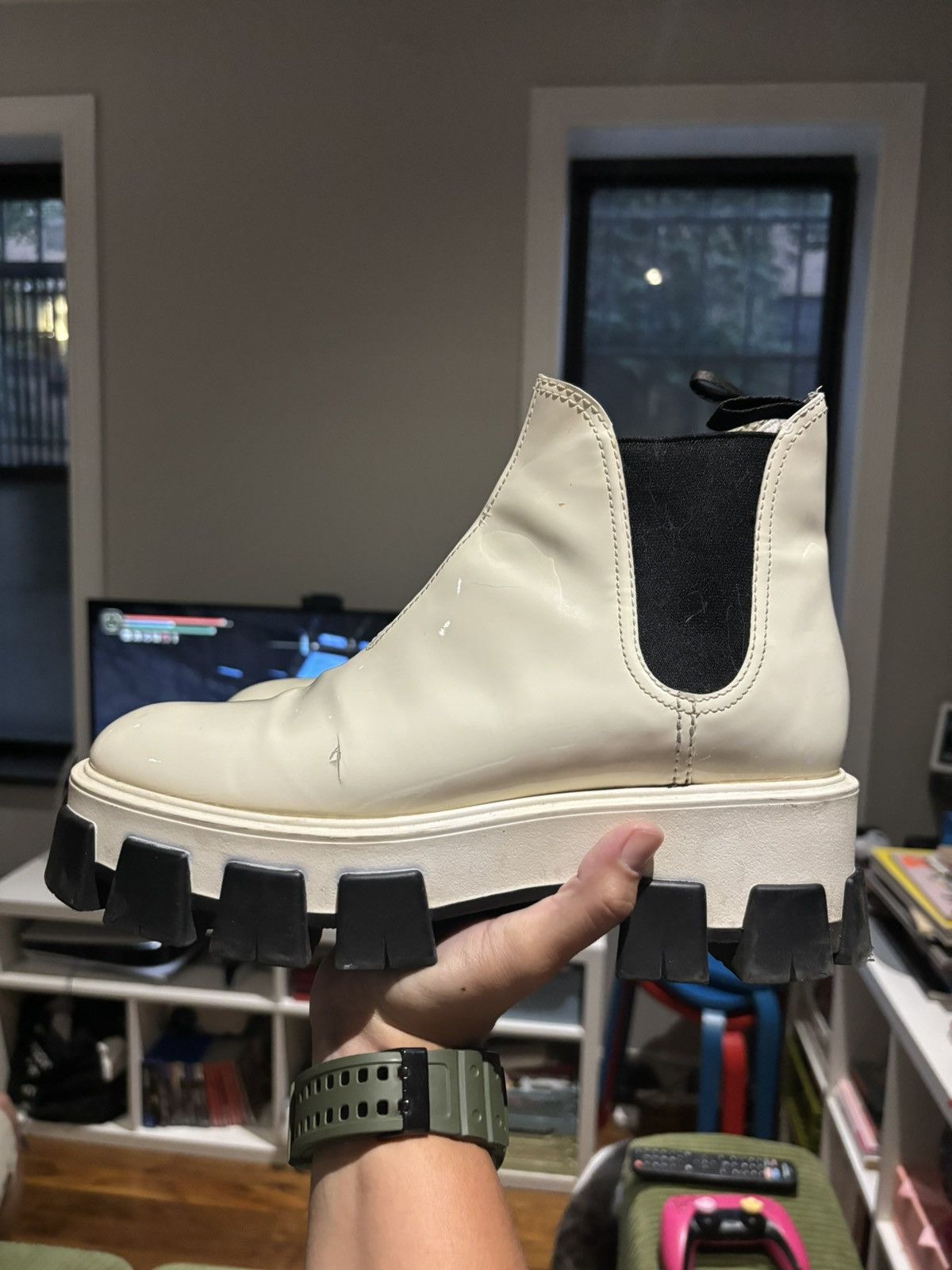 Prada Prada Platform Patent Leather Chelsea Boots Size US 10 / IT 40 - 3 Thumbnail