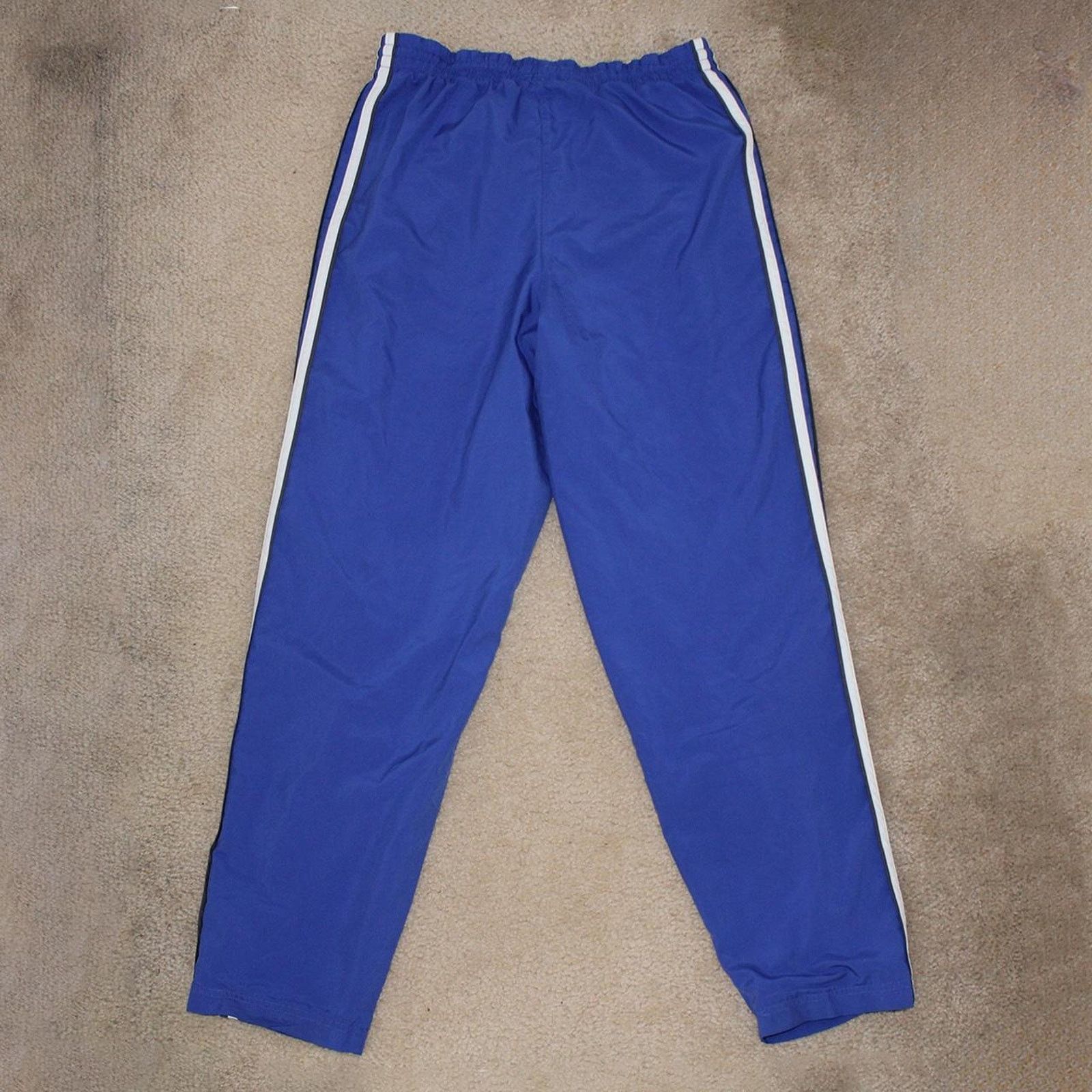 Adidas Vintage 2000's Baggy Blue Adidas Striped Trackpants Size 26" / US 2 / IT 38 - 6 Thumbnail