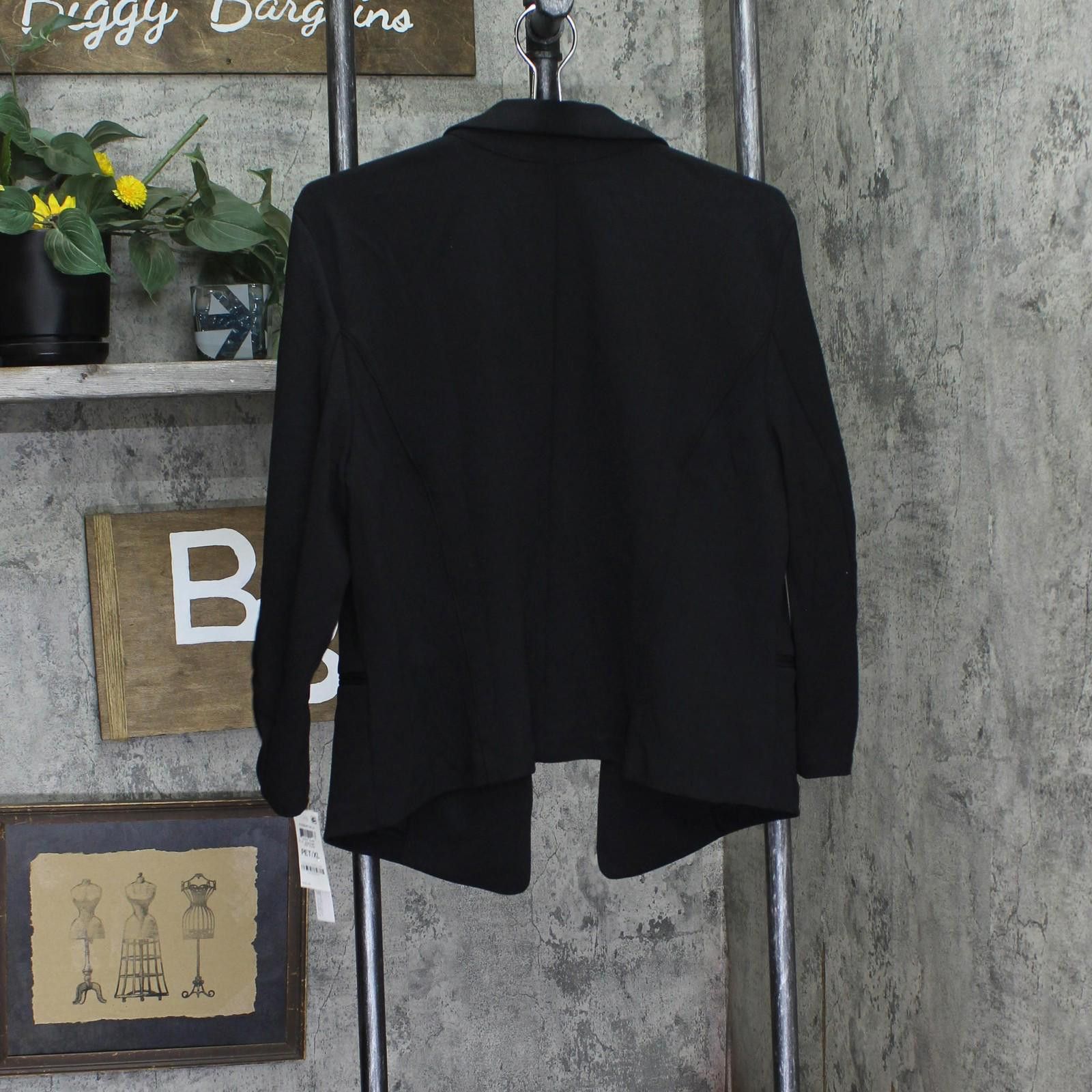 Bar III Nwt Bar Iii Petite Ruched-sleeve Blazer Jacket Black Pxl Size XL / US 12-14 / IT 48-50 - 2 Thumbnail