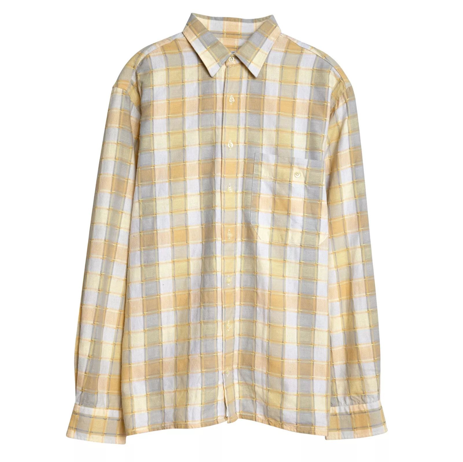 image of Vintage Cavori (Belgium) Dobby Weave Interchange Shirt Canary : L in Yellow, Men's (Size Large)