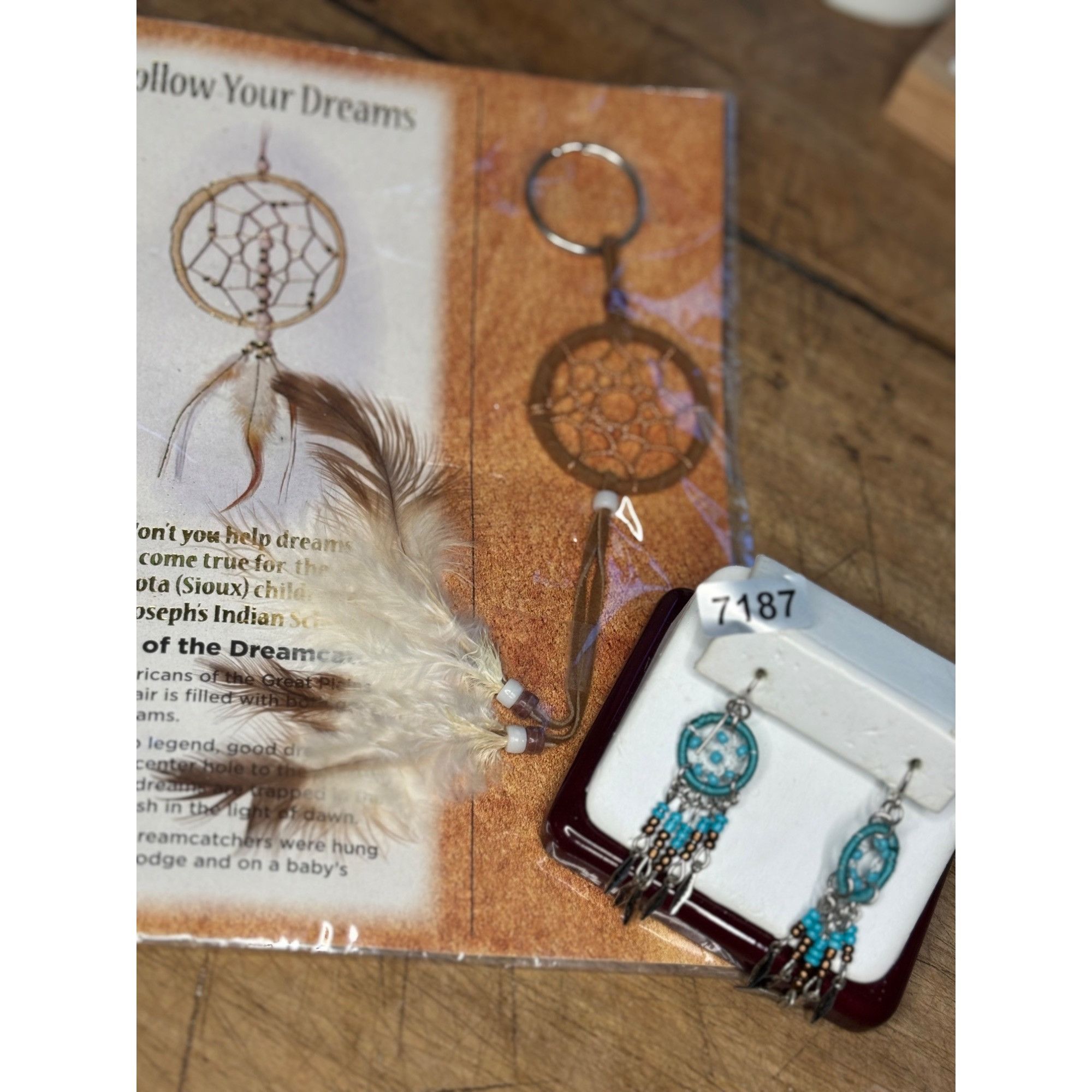 Other Turquoise Beaded Dreamcatcher Earrings & Feathered Keychain Size ONE SIZE - 1 Thumbnail