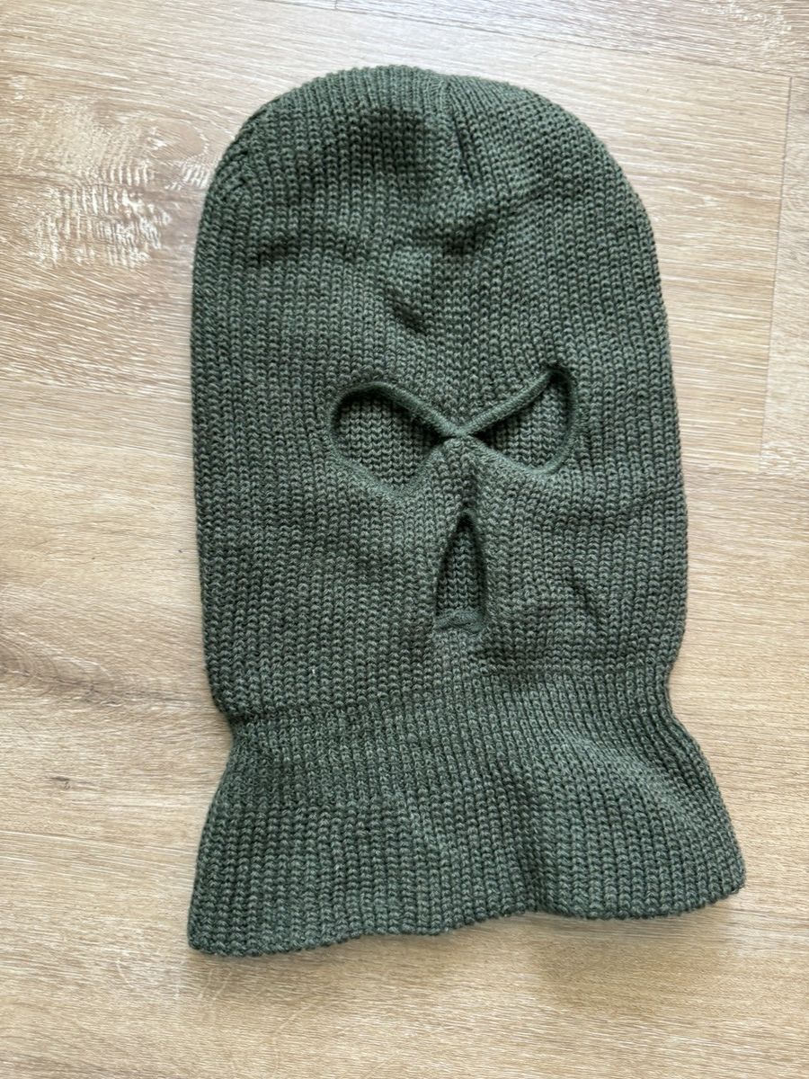 Vintage 3-hole Balaclava Face Cover Ski Mask 2-Layer Knit Stitch Cap Size ONE SIZE - 2 Thumbnail