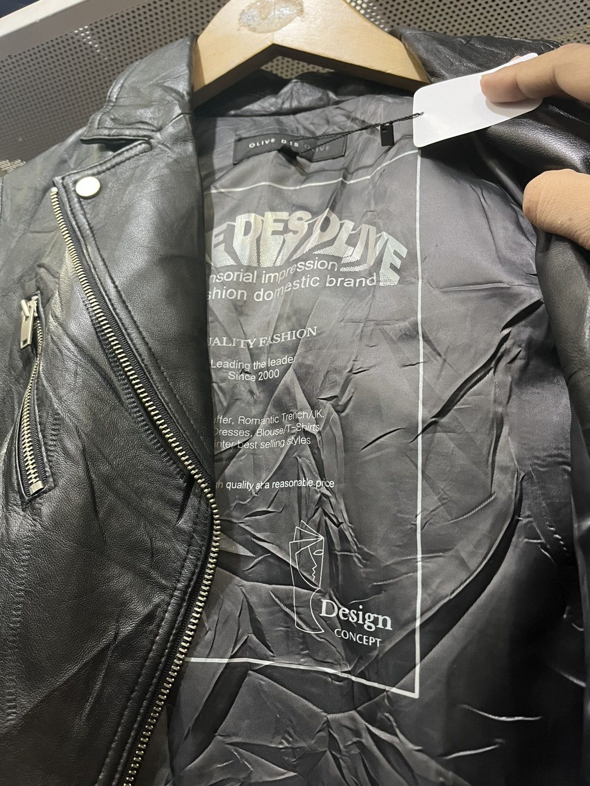 Genuine Leather OLIVE DES OLIVE LEATHER JACKET Size M / US 6-8 / IT 42-44 - 4 Thumbnail