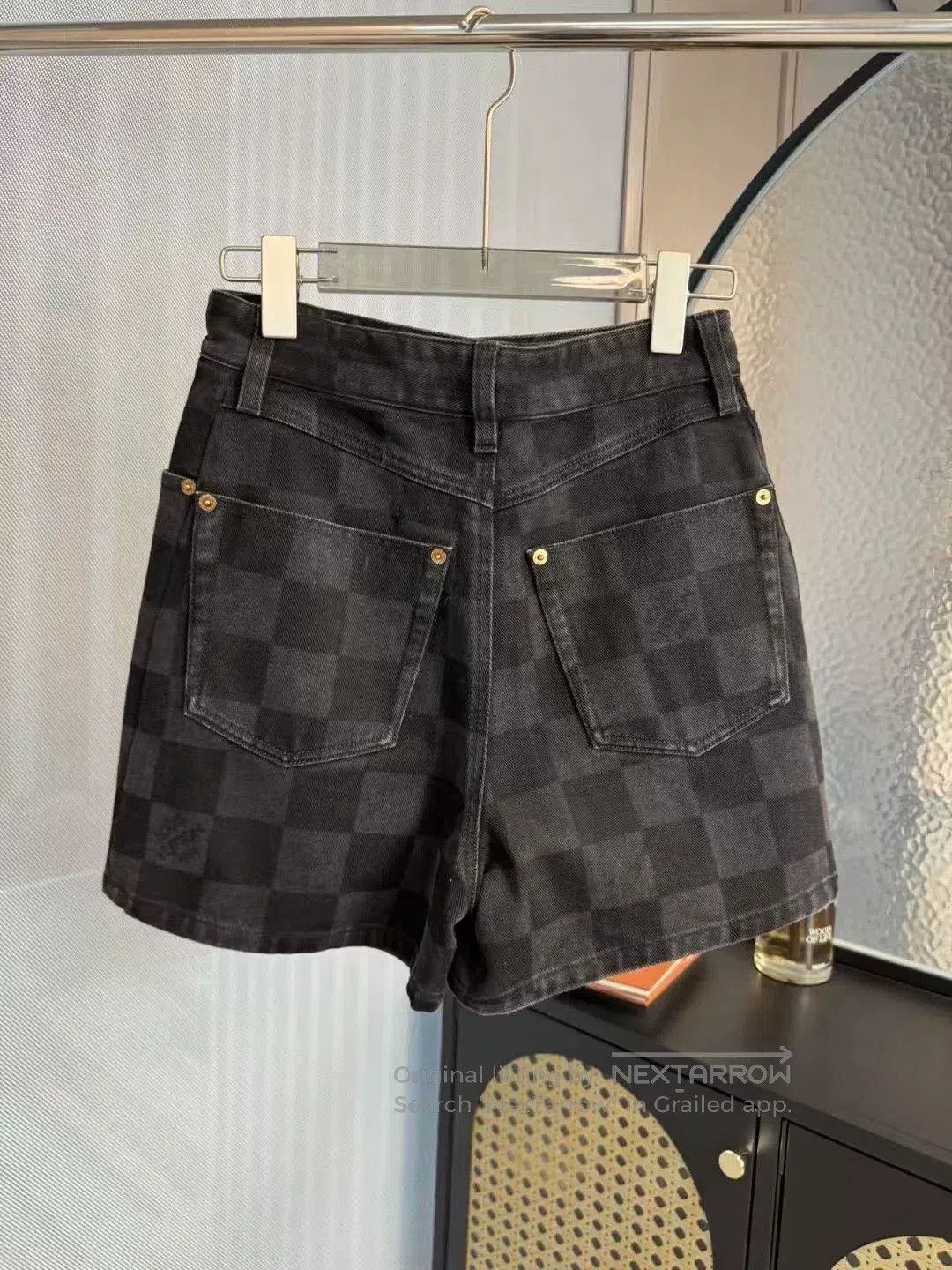 Louis Vuitton Louis Vuitton Black Checker Denim Shorts. Size 35" - 2 Thumbnail