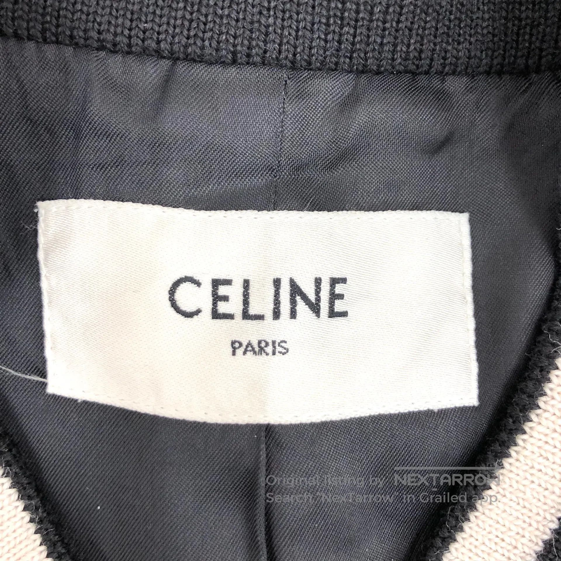 Celine Celine Black Striped Wool Stand Collar Single Breasted Lon Size US XL / EU 56 / 4 - 5 Thumbnail