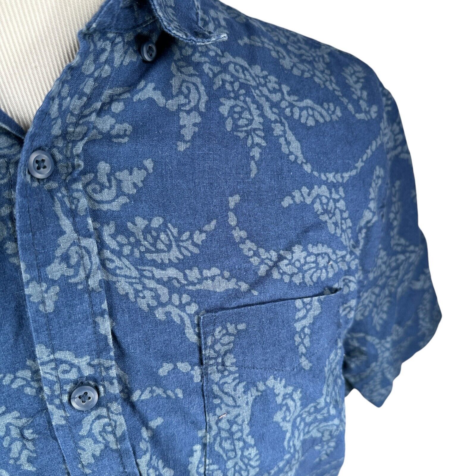Onia Onia Shirt Men’s Large Blue Linen Blend Short Sleeve Button Size US L / EU 52-54 / 3 - 2 Thumbnail