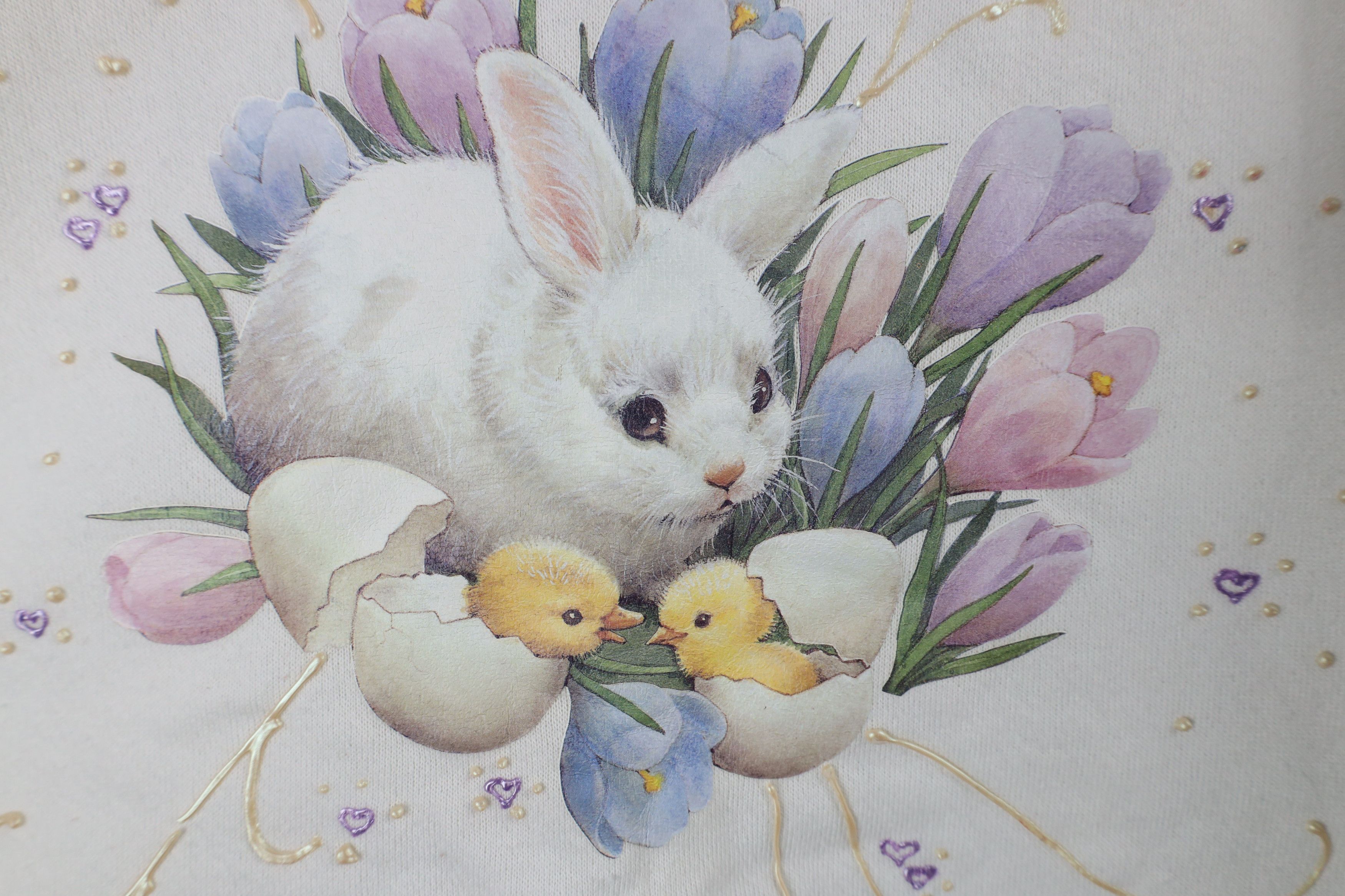 Vintage Vintage 90s Streetwear Easter Bunny Flower Puff Sweatshirt Size XL / US 12-14 / IT 48-50 - 5 Thumbnail