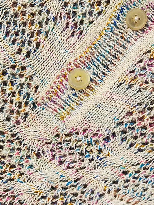 Corridor Rainbow Space-Dye Cable Knit Polo Size US M / EU 48-50 / 2 - 3 Thumbnail