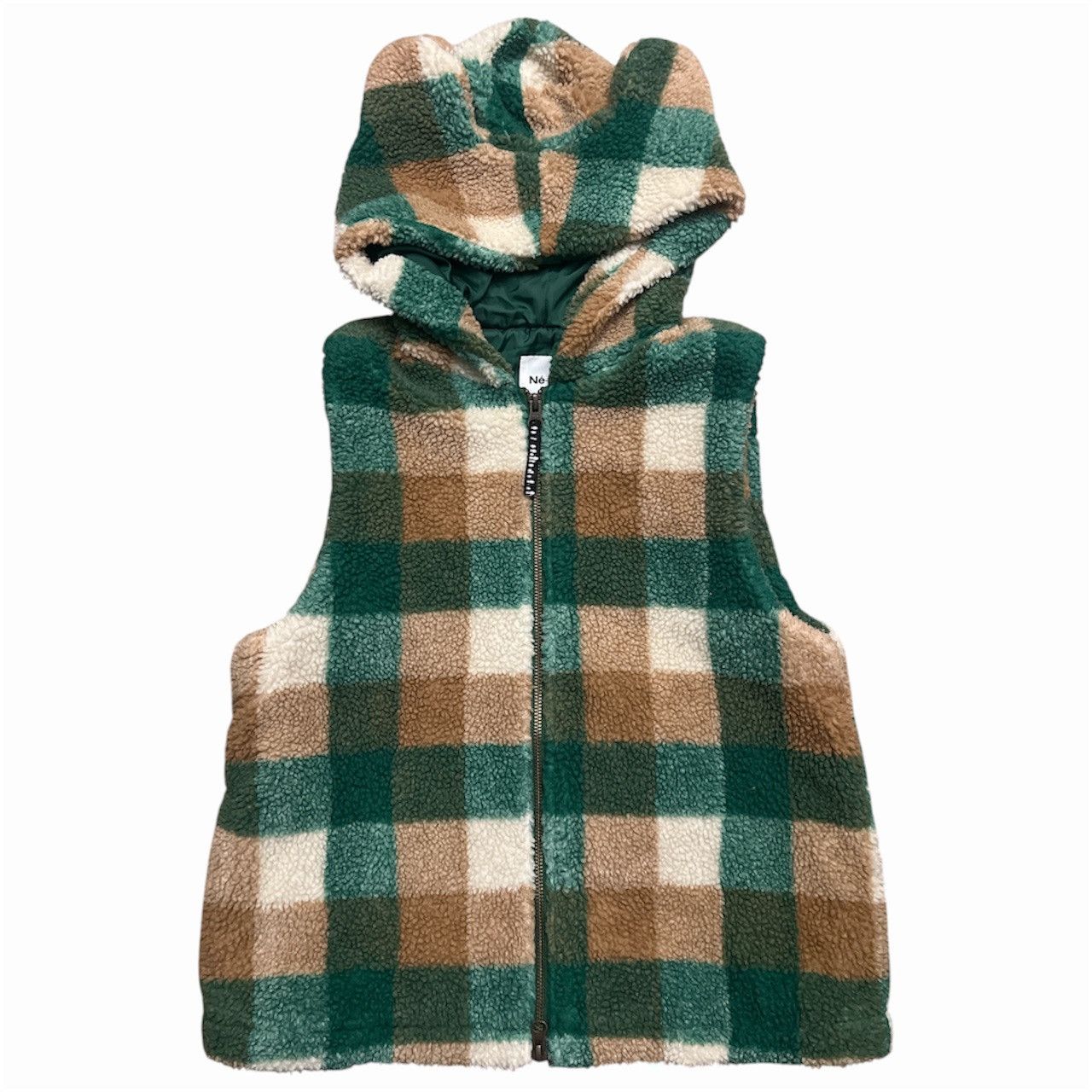 Ne-Net Ne-net Fleece Fur Green Plaid Bear Ear Vest Hoodie Size US S / EU 44-46 / 1 - 1 Thumbnail