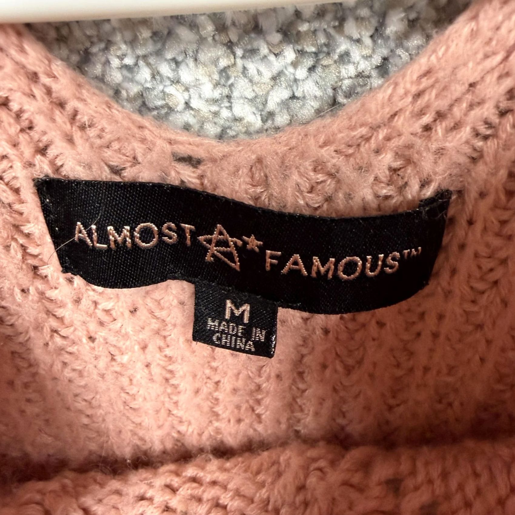 Almost Famous Almost Famous Sweater Womens M Pink Waffle-Knit V-Neck Criss-Cross Back Balloon Sleeve Purled Ribbed Hem Casual Fall Outfit Size M / US 6-8 / IT 42-44 - 5 Thumbnail