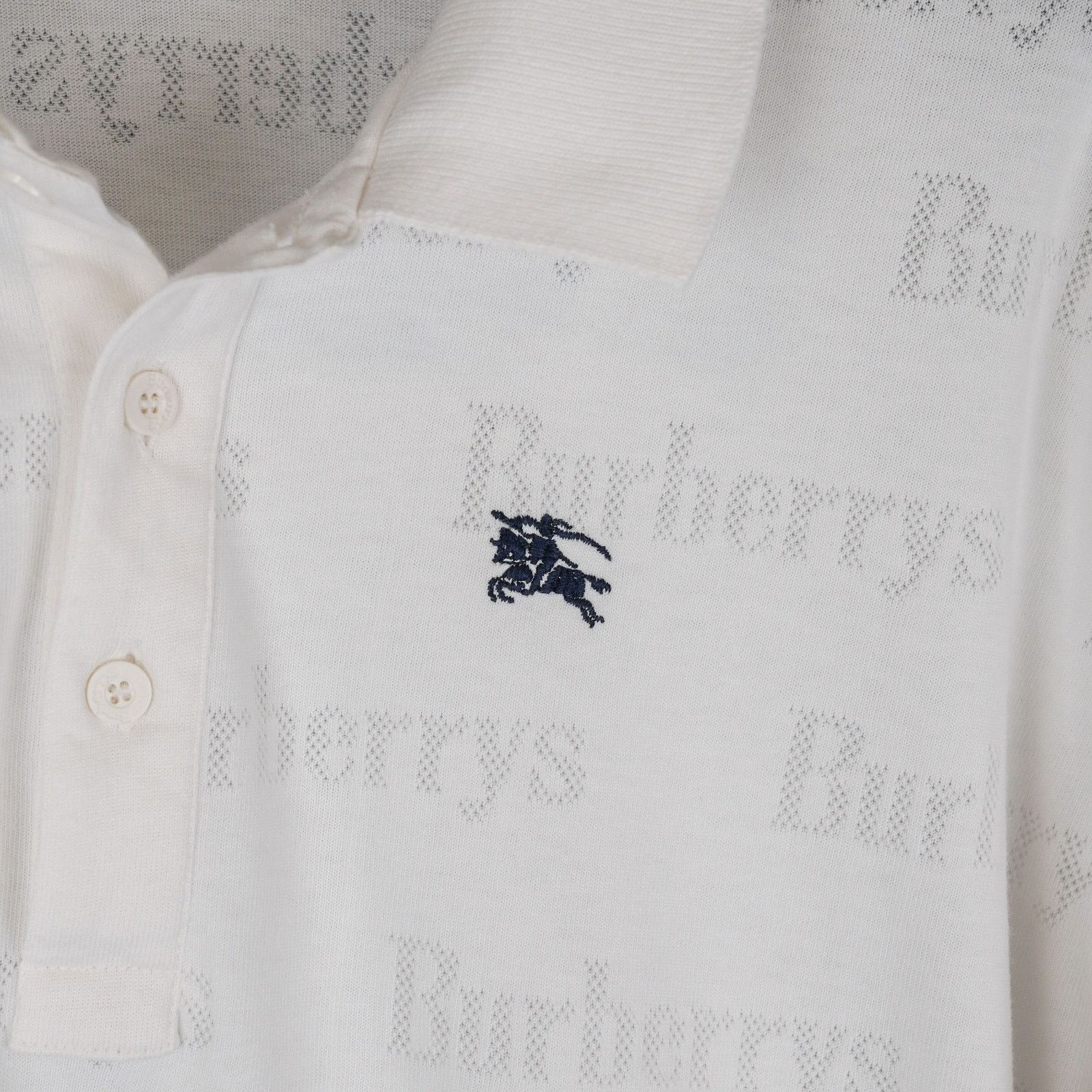 Burberry Burberrys england white monogram equestrian logo polo shirt Size US L / EU 52-54 / 3 - 5 Thumbnail