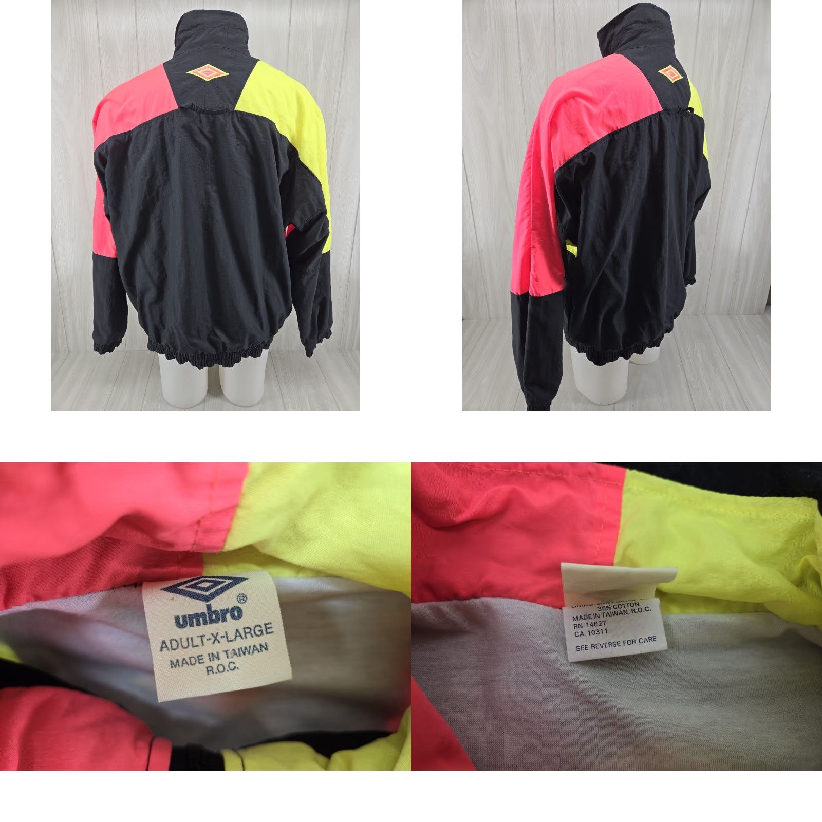 Umbro VINTAGE Umbro Windbreaker Jacket MENS XL 80s 90s Neon Surf Soccer Nylon Black Vintage: Yes Size US XL / EU 56 / 4 - 8 Thumbnail