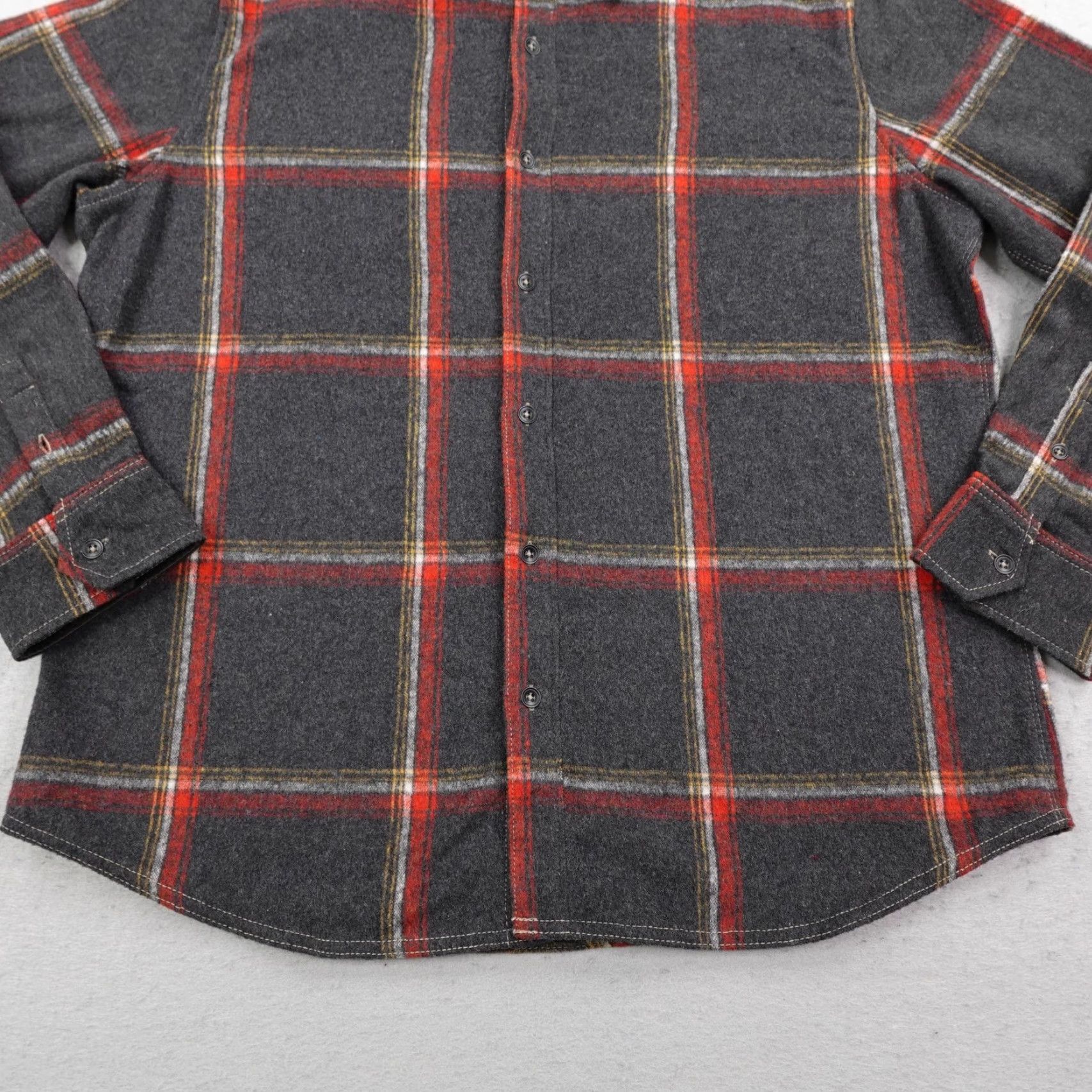 Vintage Jeremiah Shirt Mens Large Gray Red Plaid Wool Blend Flannel Shacket Frontier Size US L / EU 52-54 / 3 - 3 Thumbnail