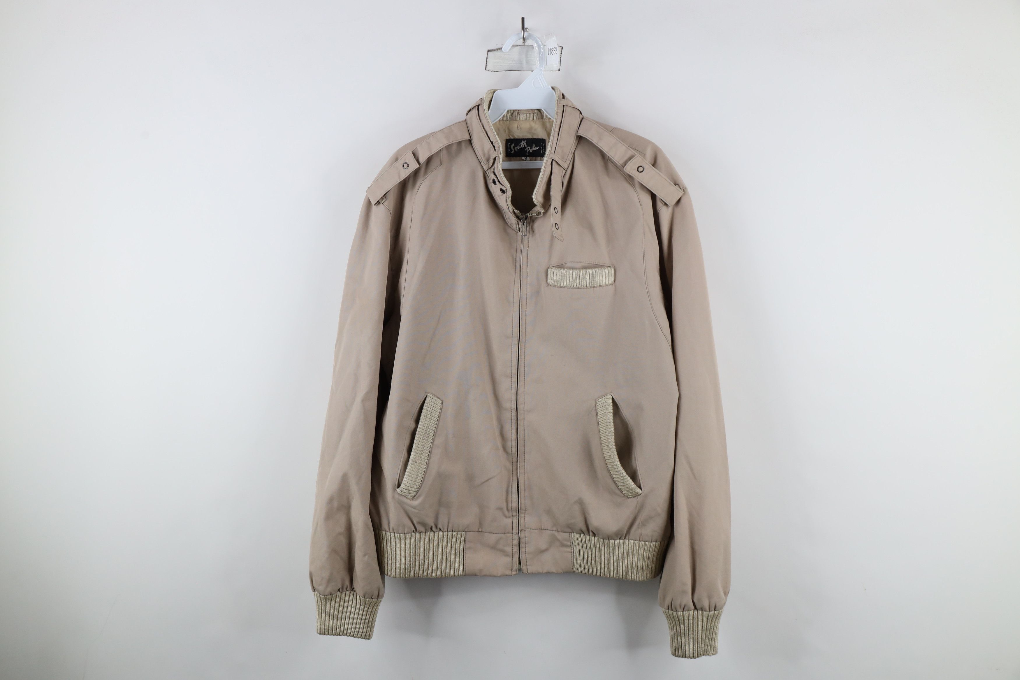 Vintage Vintage 80s 90s Streetwear Racer Bomber Jacket Beige Tan Size US M / EU 48-50 / 2 - 1 Thumbnail