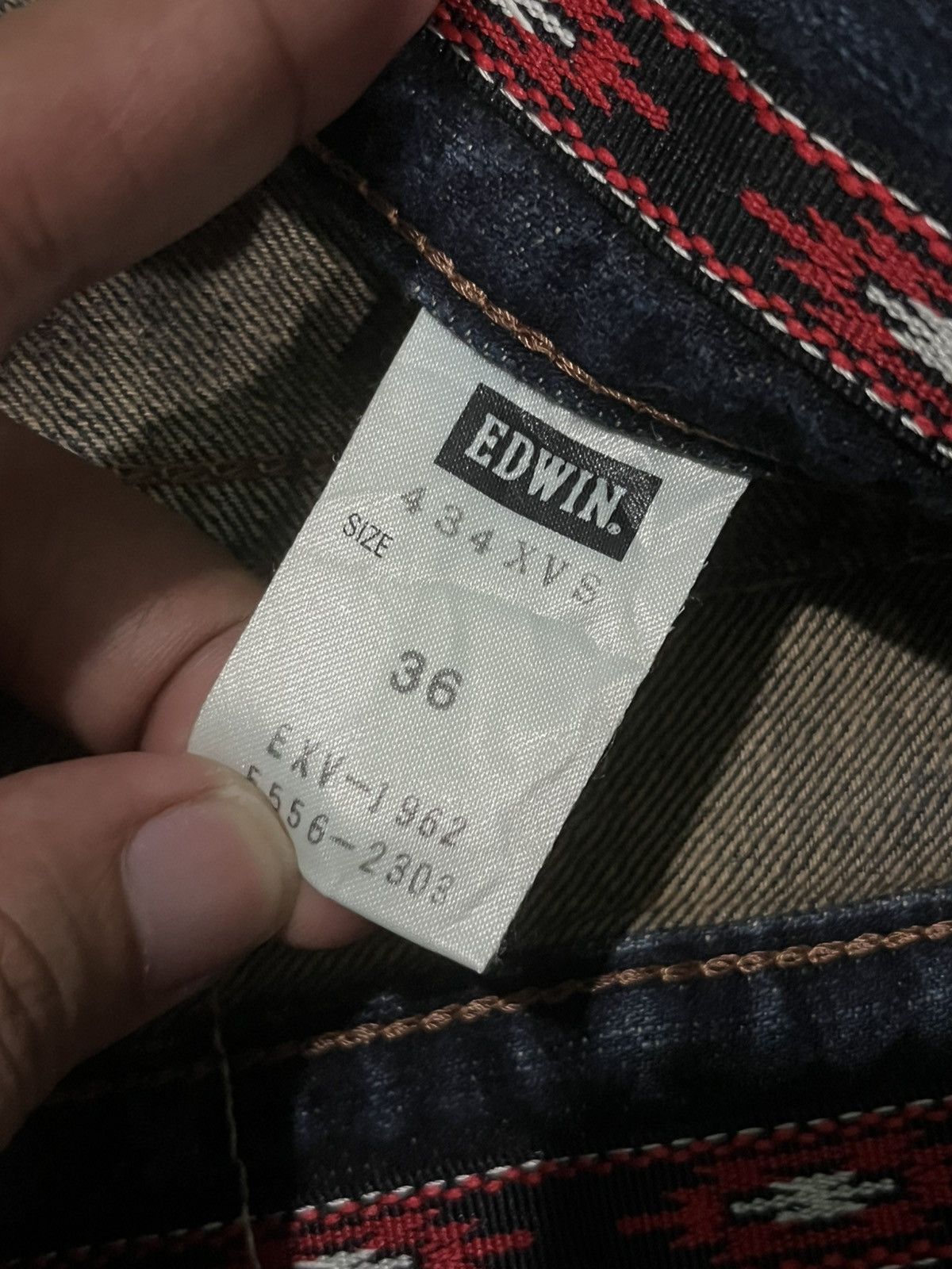 Edwin ⚡️Baggy⚡️Edwin Exclusive Vintage XV Distressed Dark Wash Jeans Size US 36 / EU 52 - 17 Thumbnail